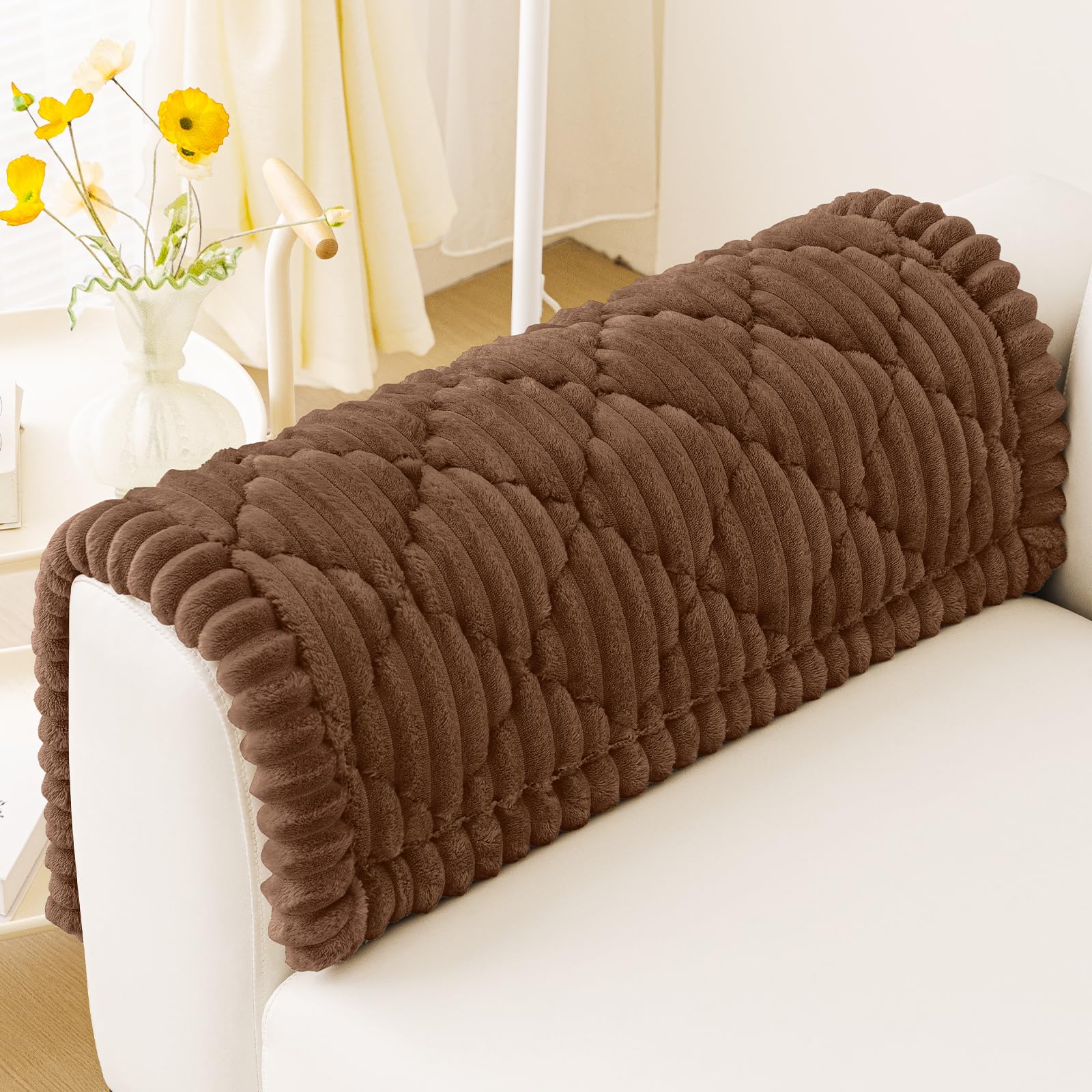 Smiry Pet Couch Covers for Dogs Washable, Non-Slip Fuzzy Couch Covers for 3 Cushion Sofa Pet Friendly, Soft Thick Furniture Protector Sofa Slipcover Mat for Dogs