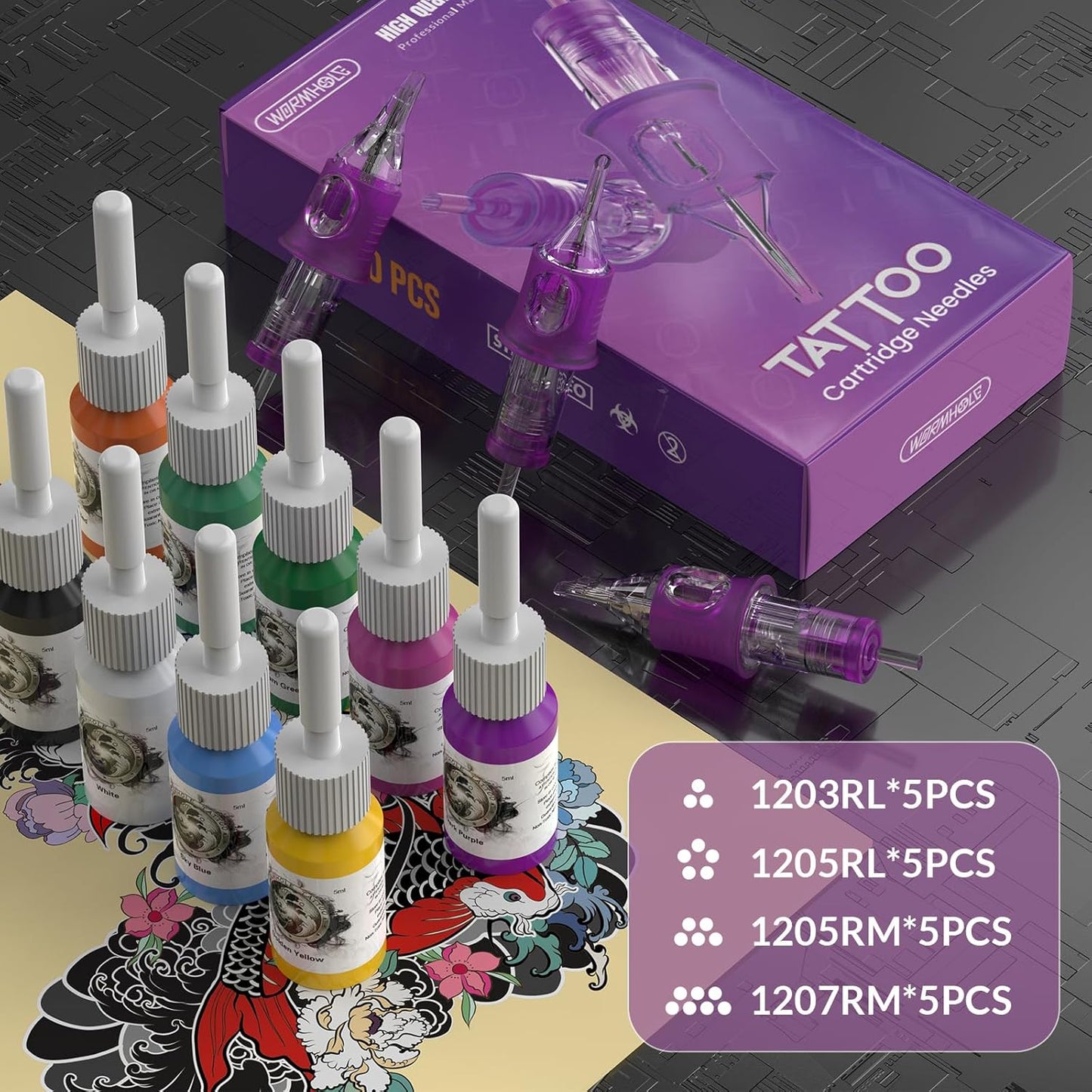 Wormhole Tattoo Wireless Machine Kit 1200mAh Batteries Purple