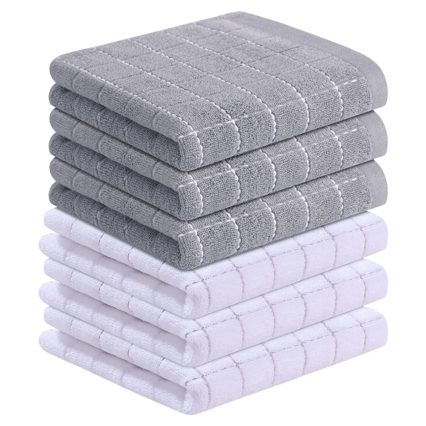 Homaxy 100% Cotton Terrycloth Check Design Dish Cloths & Dish Towels, Soft and Absorbent, Perfect for Kitchen Drying and Washing