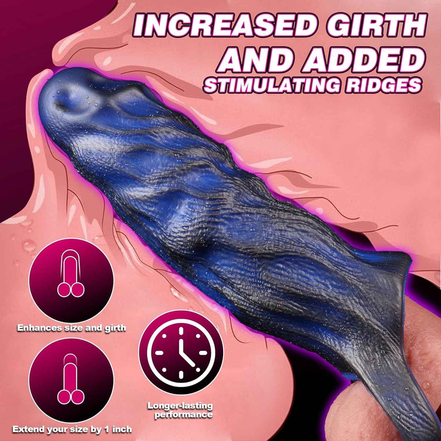 Penis Sleeve Extender Sex Toy for Men, Monster Knot Dildo Cock Ring Girth Enhancer Sleeve, Pennis Extender Liquid Silicone Penis Stretcher & Enlarger, Cock Extender for Enhanced Pleasure for Couples