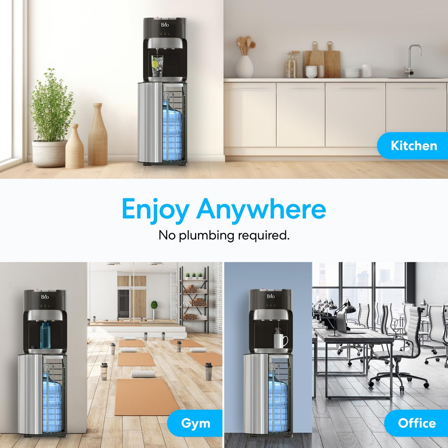 Brio - CLBL420V2 Bottom Loading Water Cooler Water Dispenser – Essential Series - 3 Temperature Settings - Hot, Cold & Cool Water - UL/Energy Star Approved