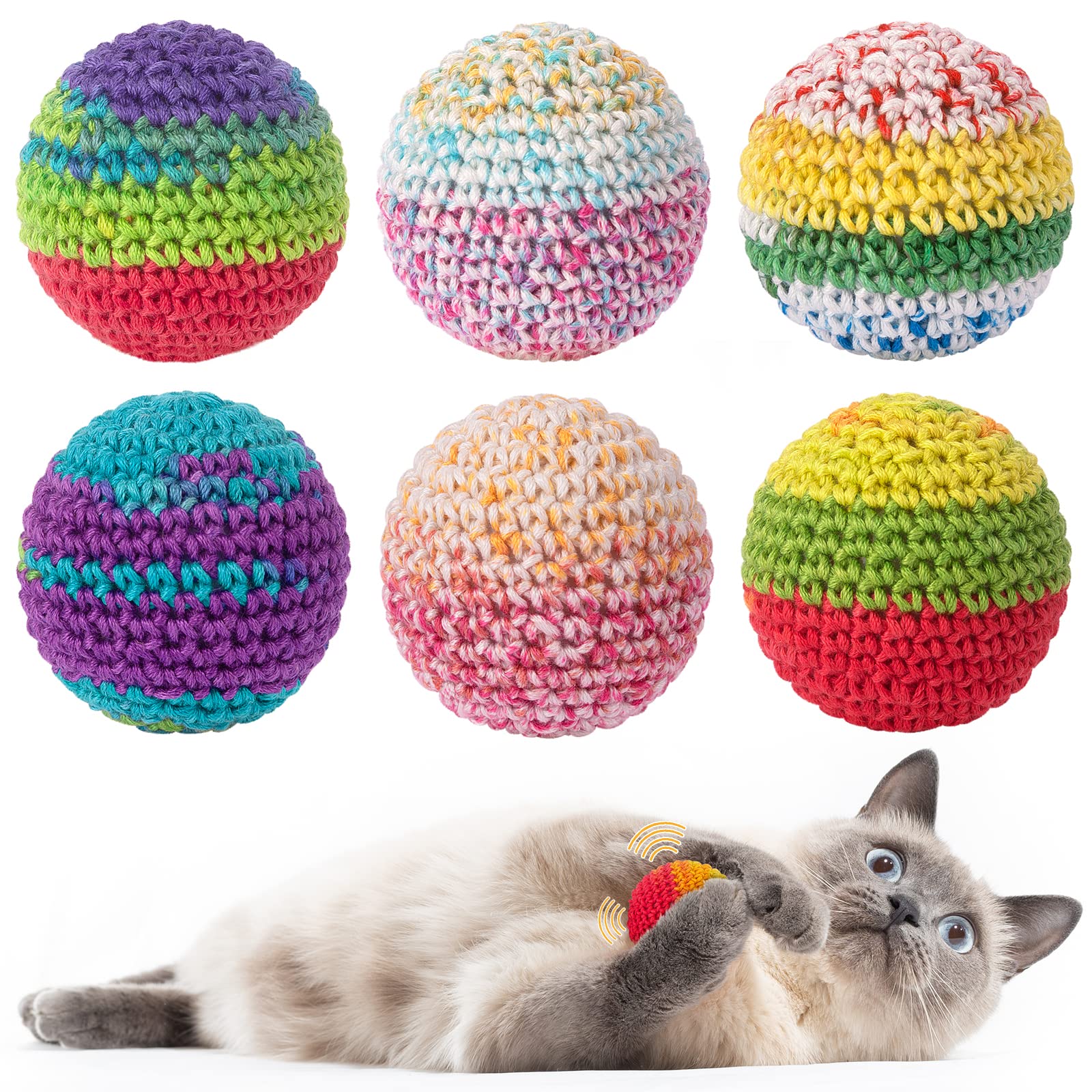 Retro Shaw Cat Toys Balls with Bells, Woolen Yarn Kitten Ball Toys, Interactive Kitten Toys for Indoor Cats Kitty, Cat Nip Chew Toys for All Pet Breed
