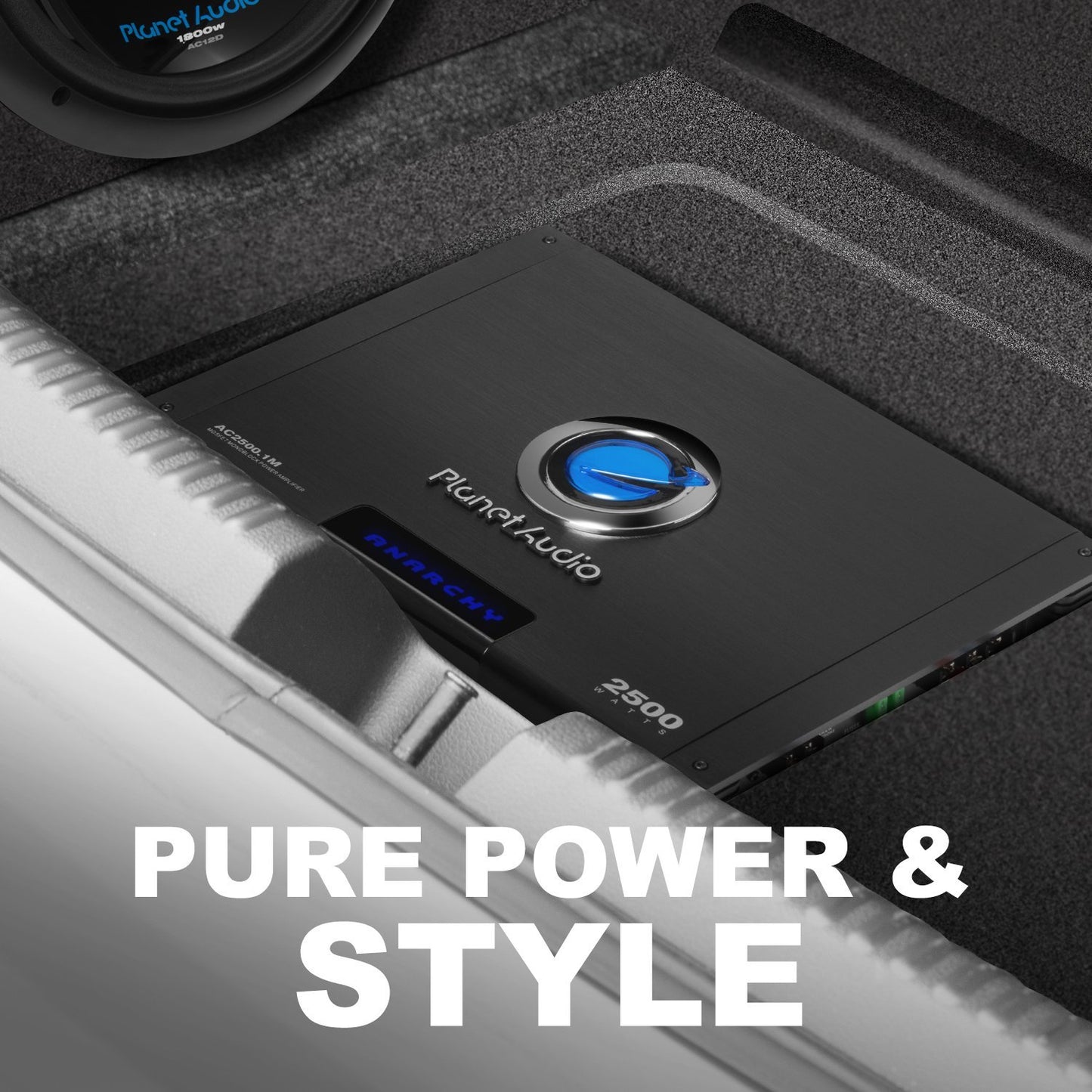 Planet Audio AC2500.1M Monoblock Car Amplifier - 2500 Watts Max Power, 2/4 Ohm Stable, Class A/B, Mosfet Power Supply, Remote Subwoofer Control