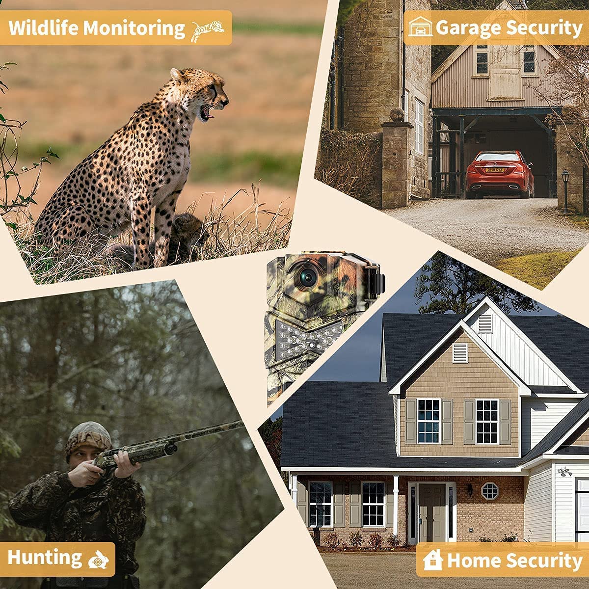 WOSODA 2 Pack Trail Cameras with Night Vision Motion Activated Waterproof,30MP Game Camera,1080P HD Trail Cam with SD Card for Wildlife Monitoring,Outdoor Scouting & Security
