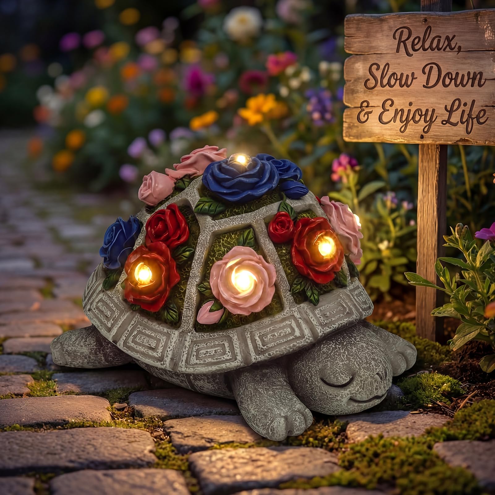 Solar Turtle Statue for Outdoor Garden Yard Decor