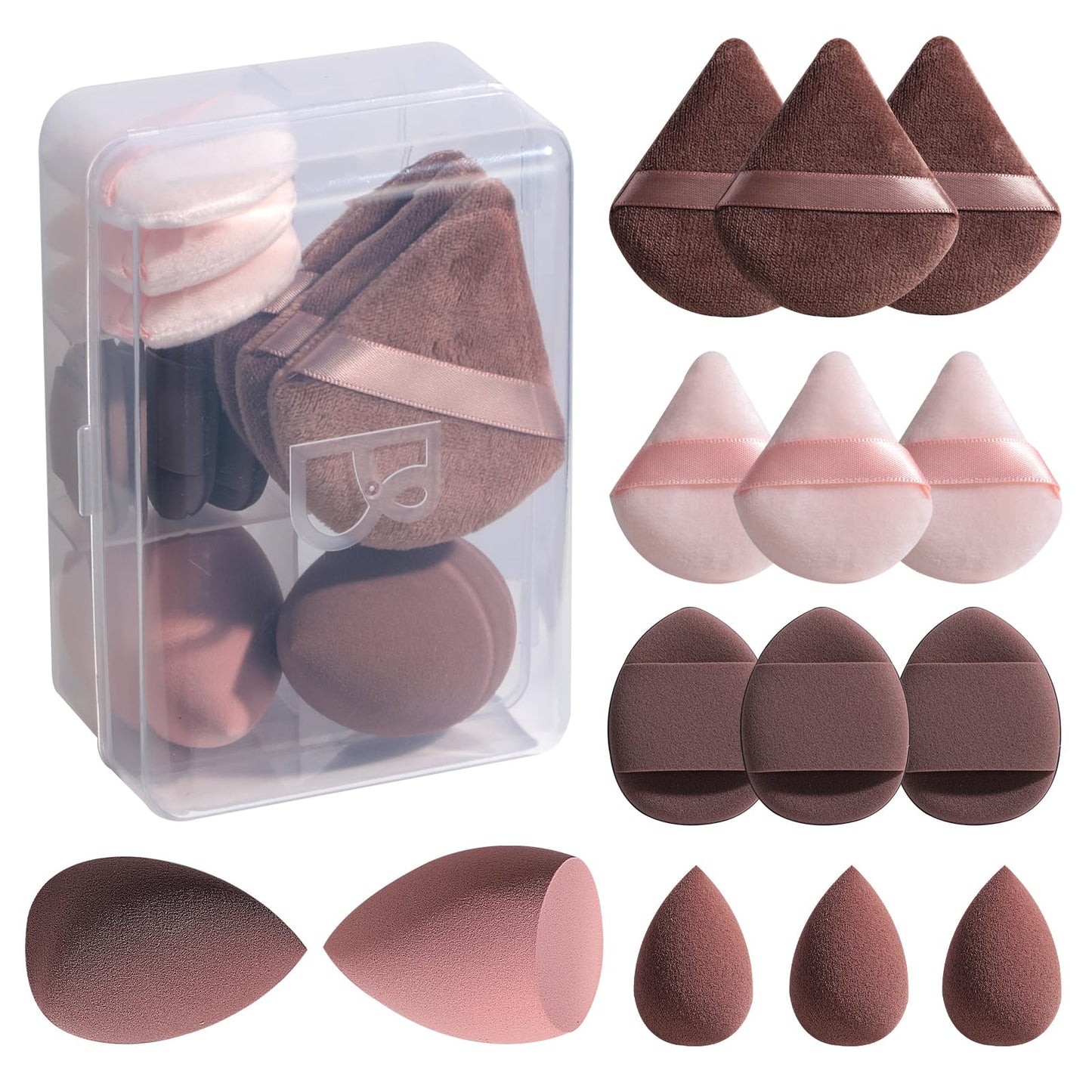 Makeup Sponge Set BS-MALLTriangle Puff 14 Pcs for Liquid, Cream, and Powder, Multi-colored Makeup Sponges and Mini Makeup Sponge