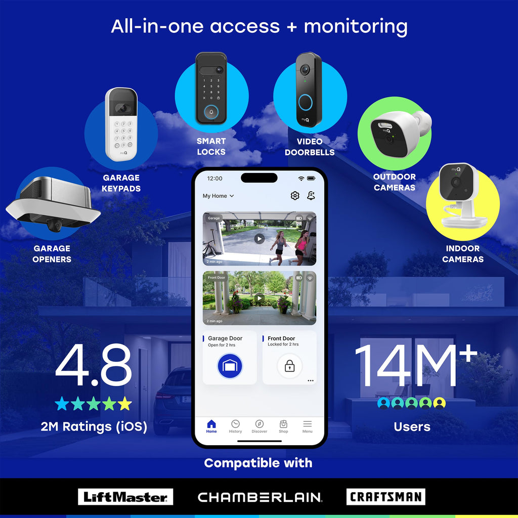 Chamberlain myQ Video Doorbell | 2K Camera, Battery/Wired, Color Night Vision