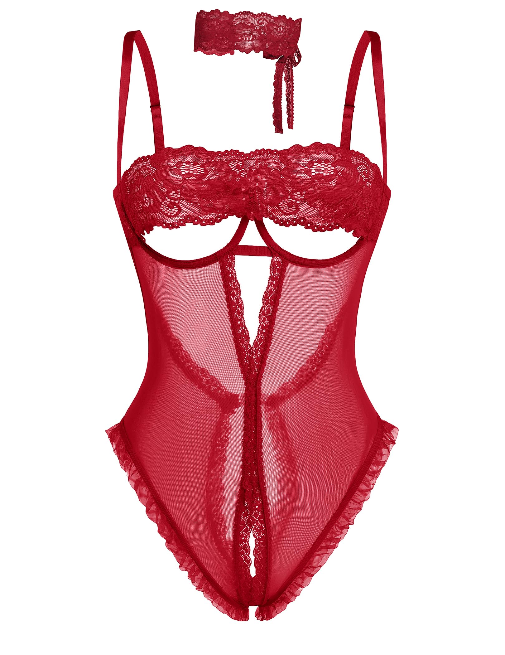 Avidlove Sexy Lingerie for Women Lace V Neck Teddy Lingerie One Piece Mini Bodysuit Exotic BabyDoll