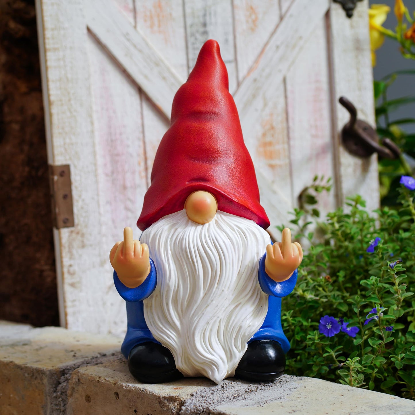 Generic Middle Finger Gnome Statue 7.8in， Naughty Garden Gnome Statue Decoration and Lawn Ornament - Funny Garden Gnomes for Outdoor or Home Decor, Red, WSH004