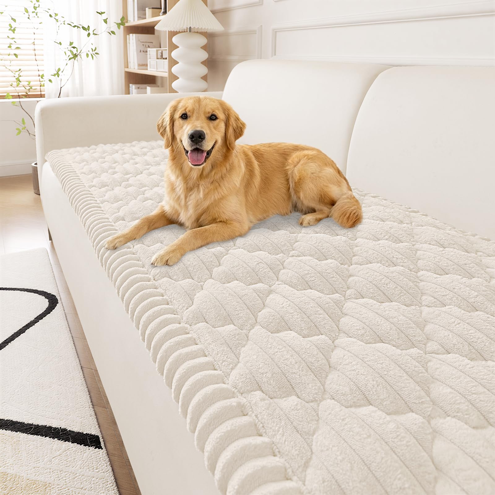 Smiry Pet Couch Covers for Dogs Washable, Non-Slip Fuzzy Couch Covers for 3 Cushion Sofa Pet Friendly, Soft Thick Furniture Protector Sofa Slipcover Mat for Dogs