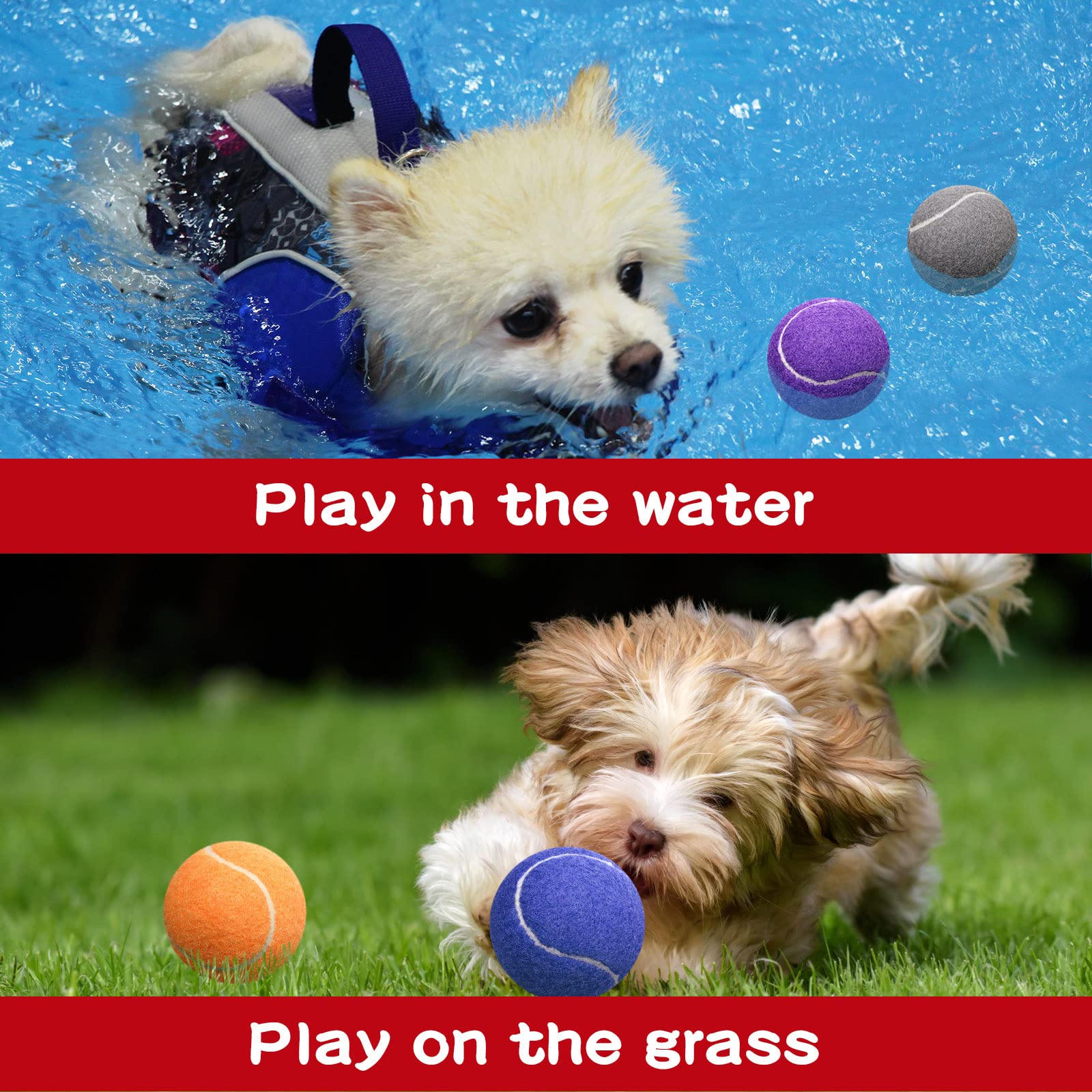Yunsailing Dog Tennis Balls Bulk 2.5 Inch Tennis Balls for Dogs Colored Mini Pet Toy Bulk for Large Medium Small Puppy Training Exercis