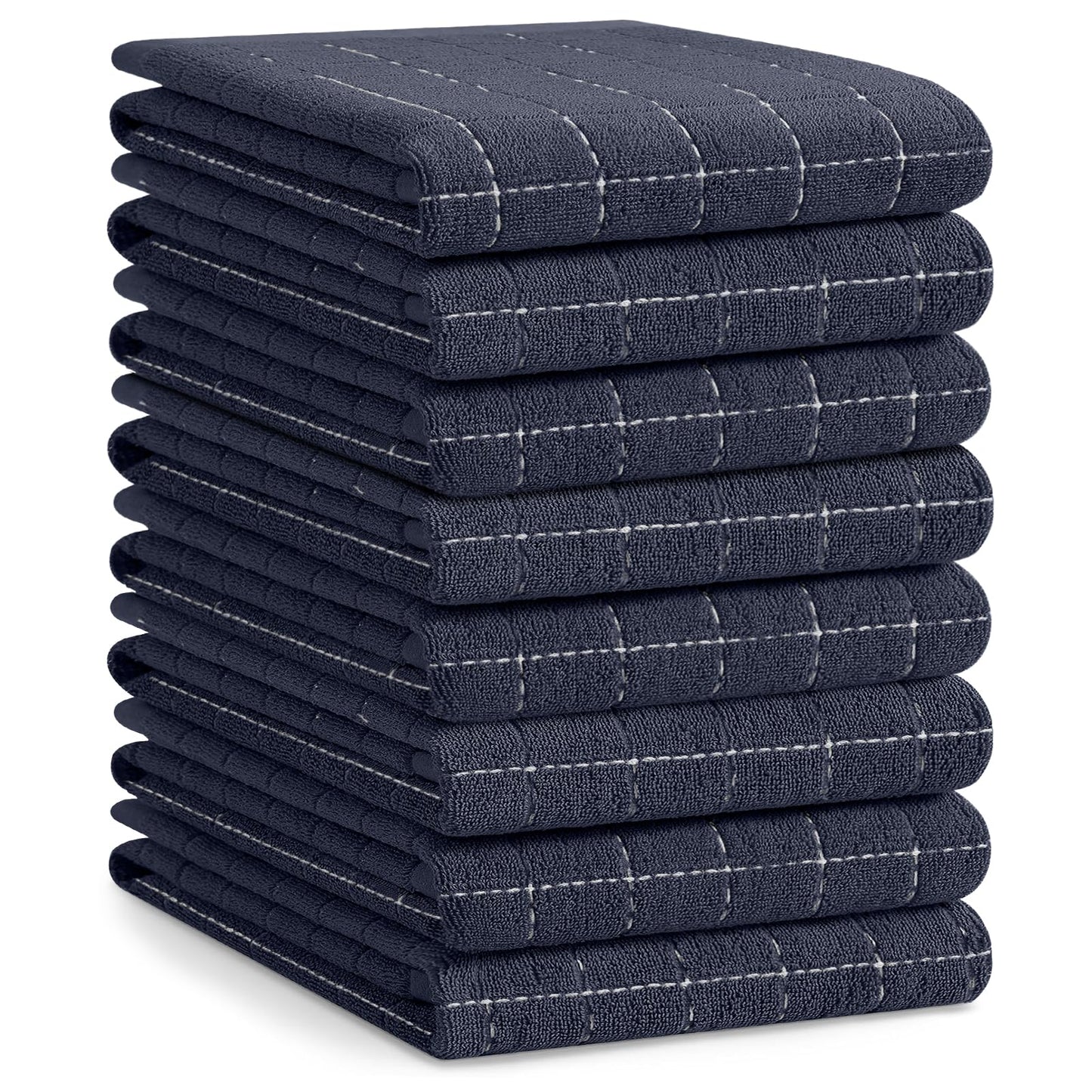 Homaxy 100% Cotton Terrycloth Check Design Dish Cloths & Dish Towels, Soft and Absorbent, Perfect for Kitchen Drying and Washing