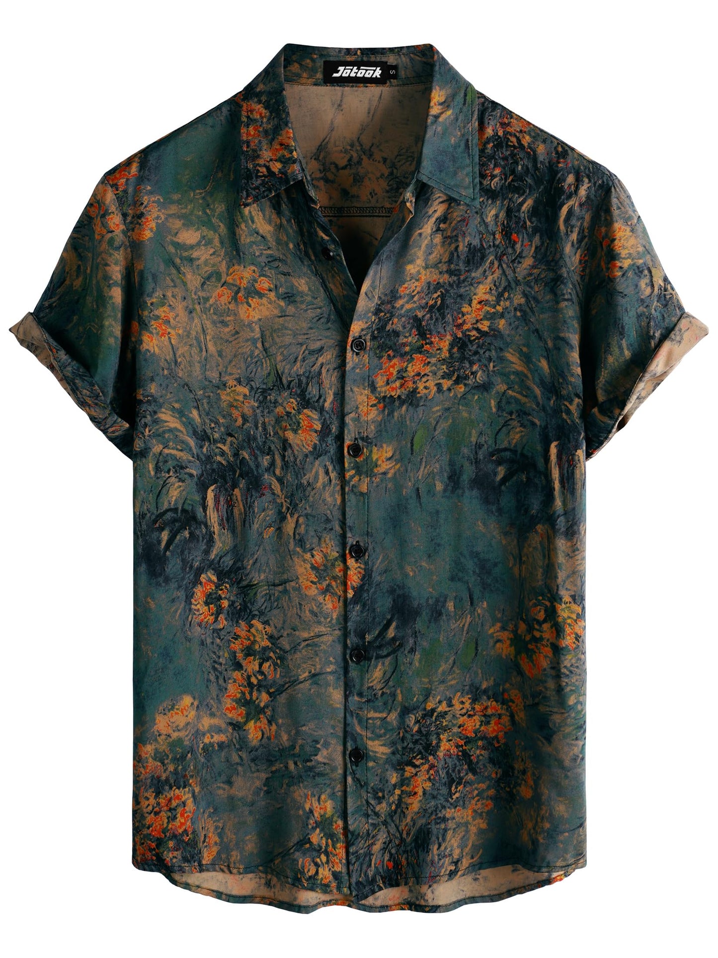 JOTOOK Mens Hawaiian Shirt Short Sleeve Button Down Tropical Shirts Casual Floral Summer Beach Shirt