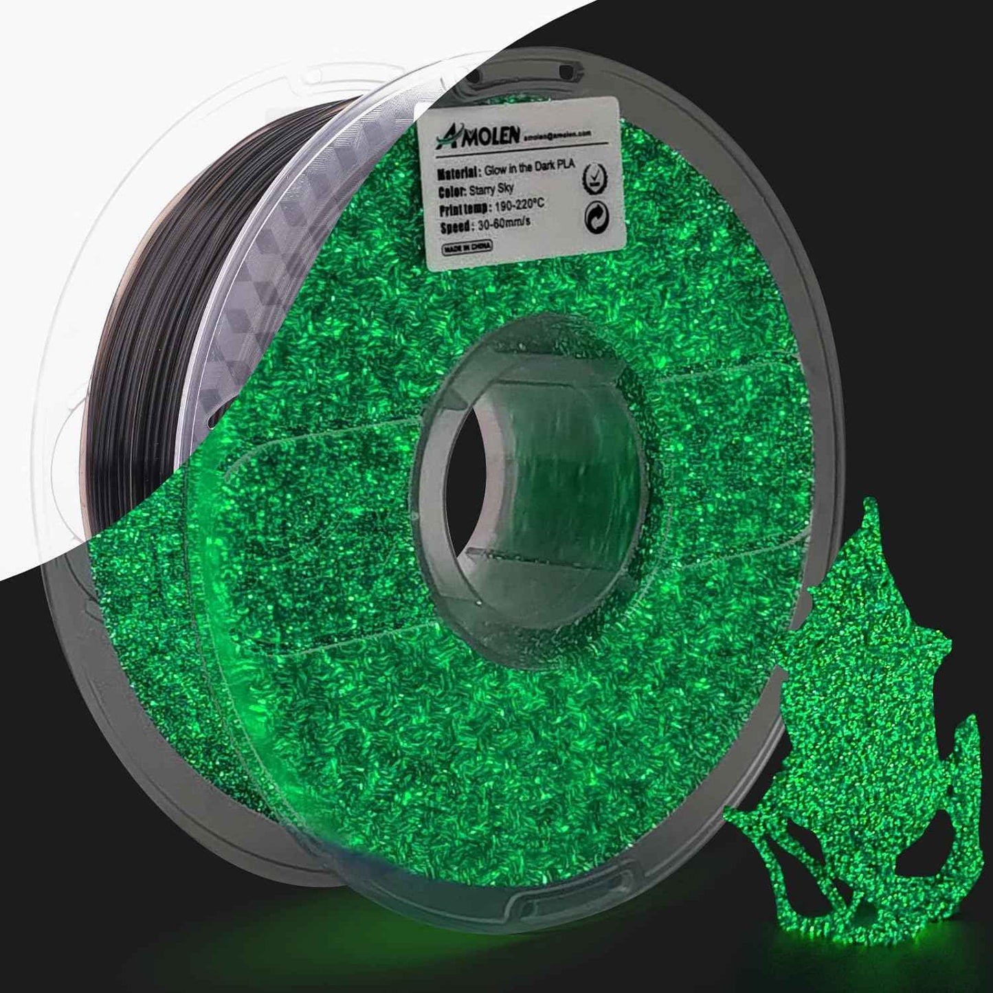 AMOLEN Glow in The Dark PLA Filament, 1.75mm PLA 3D Printer Filament