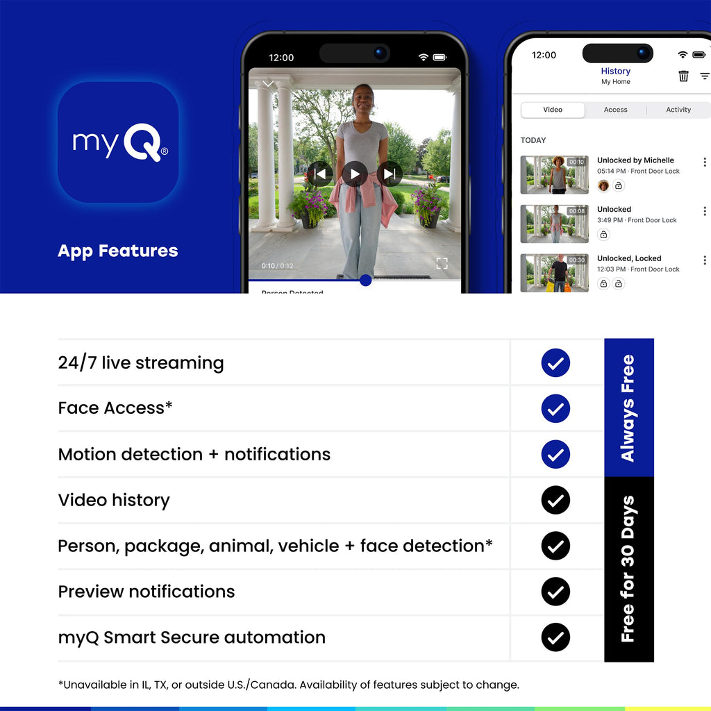 Chamberlain myQ Video Doorbell | 2K Camera, Battery/Wired, Color Night Vision