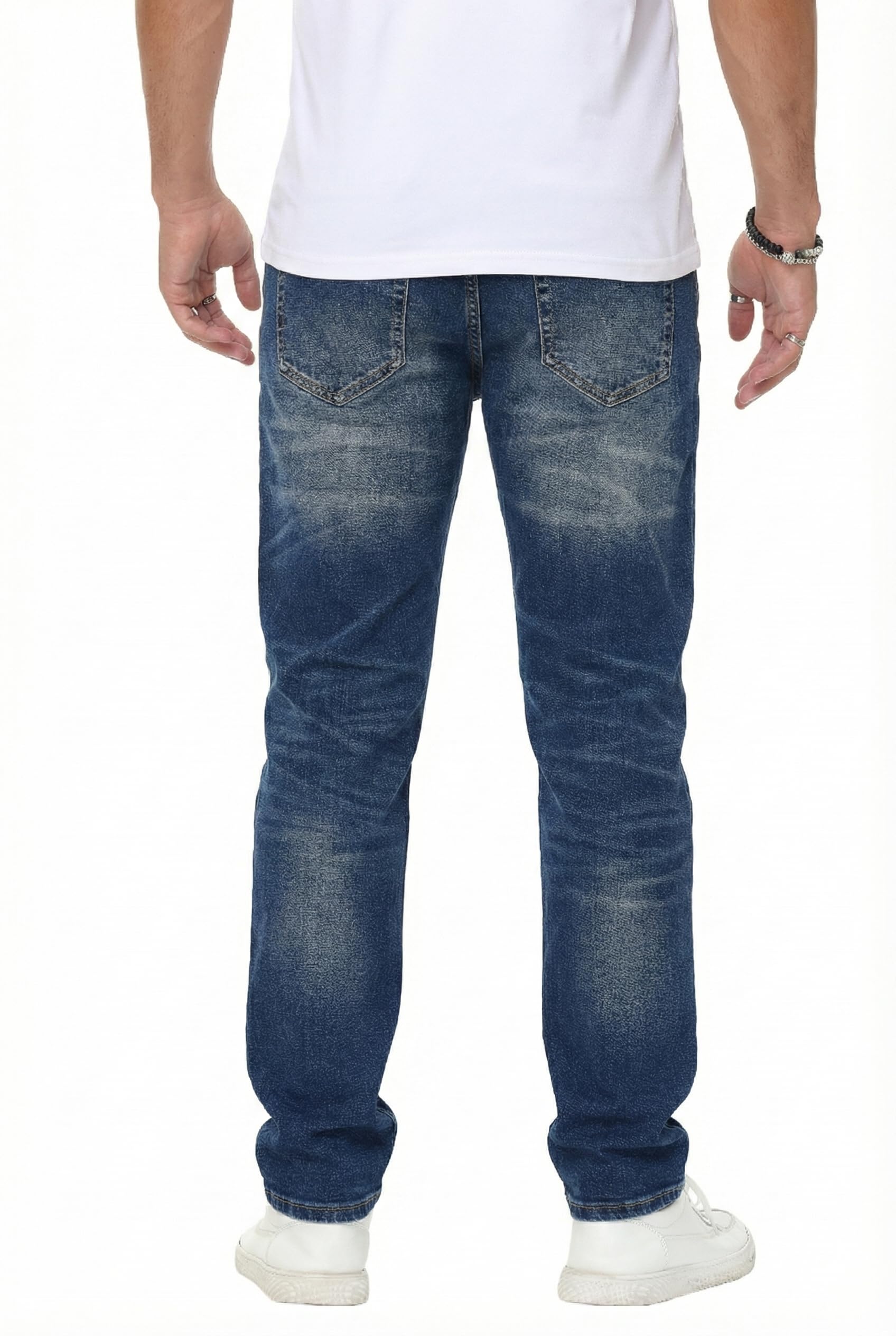 MZNBURAM Men's Stretch Regular Fit Straight-Leg Cotton Fashion Comfort Flex Waist Denim Pants Jeans