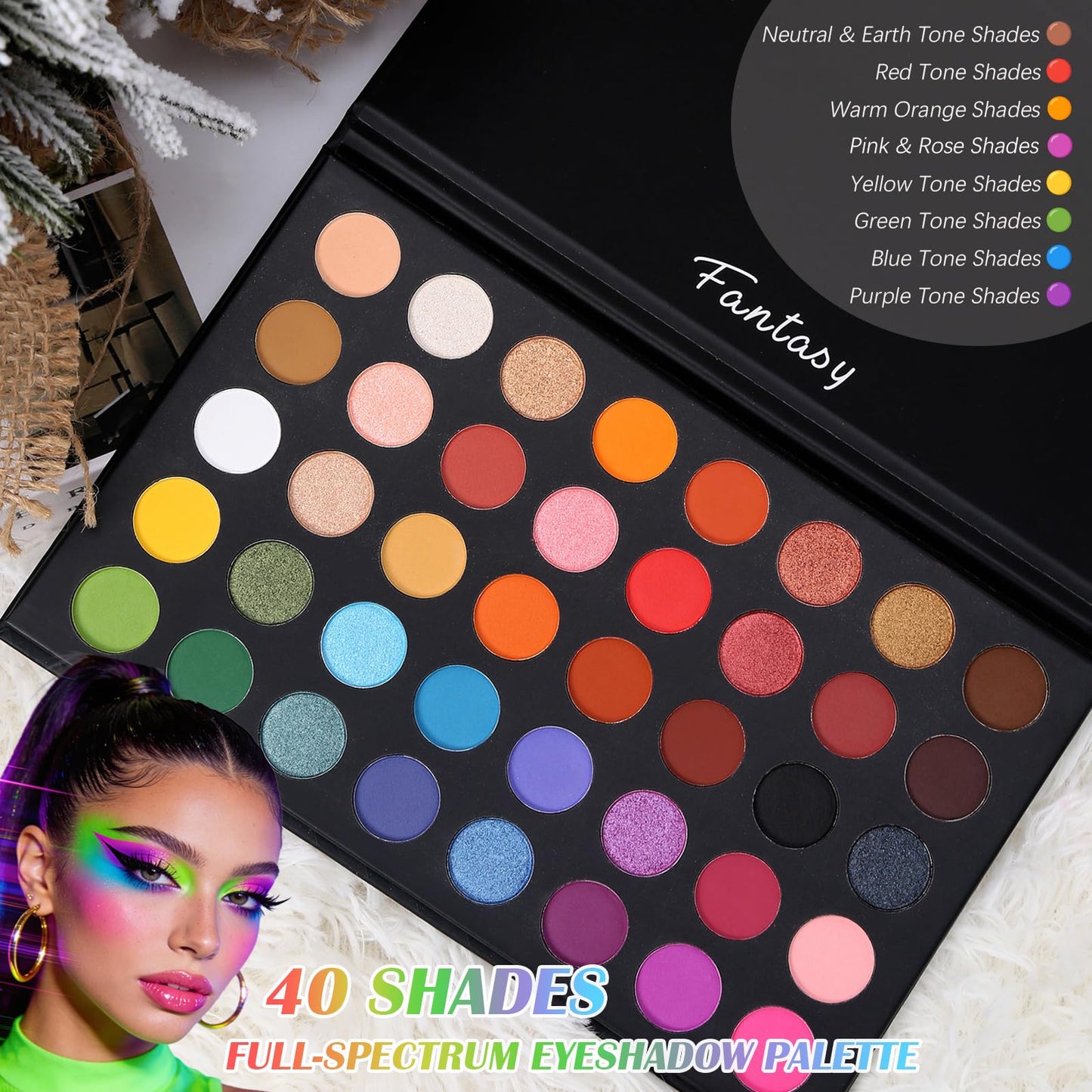 UCANBE Highly Pigmented Eye Makeup Palette, Matte Shimmer Metallic Eyeshadow Pallet Long Lasting Blendable Make Up Eye Shadows Gift Kit