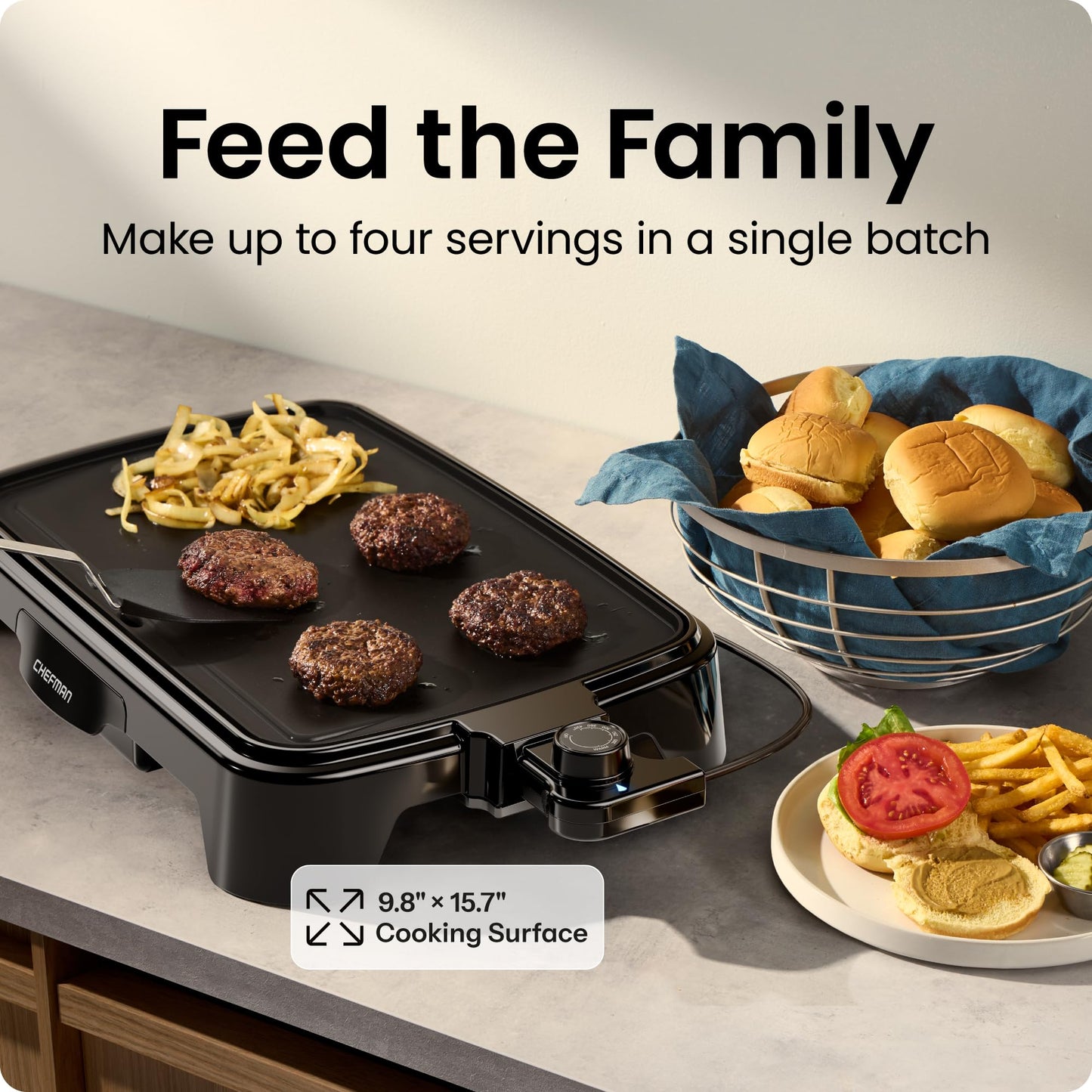 Chefman Electric Griddle, Flat Top Griddle with Temperature Control Pancake Griddle Electric Griddle Nonstick Extra Large Cooking Variation