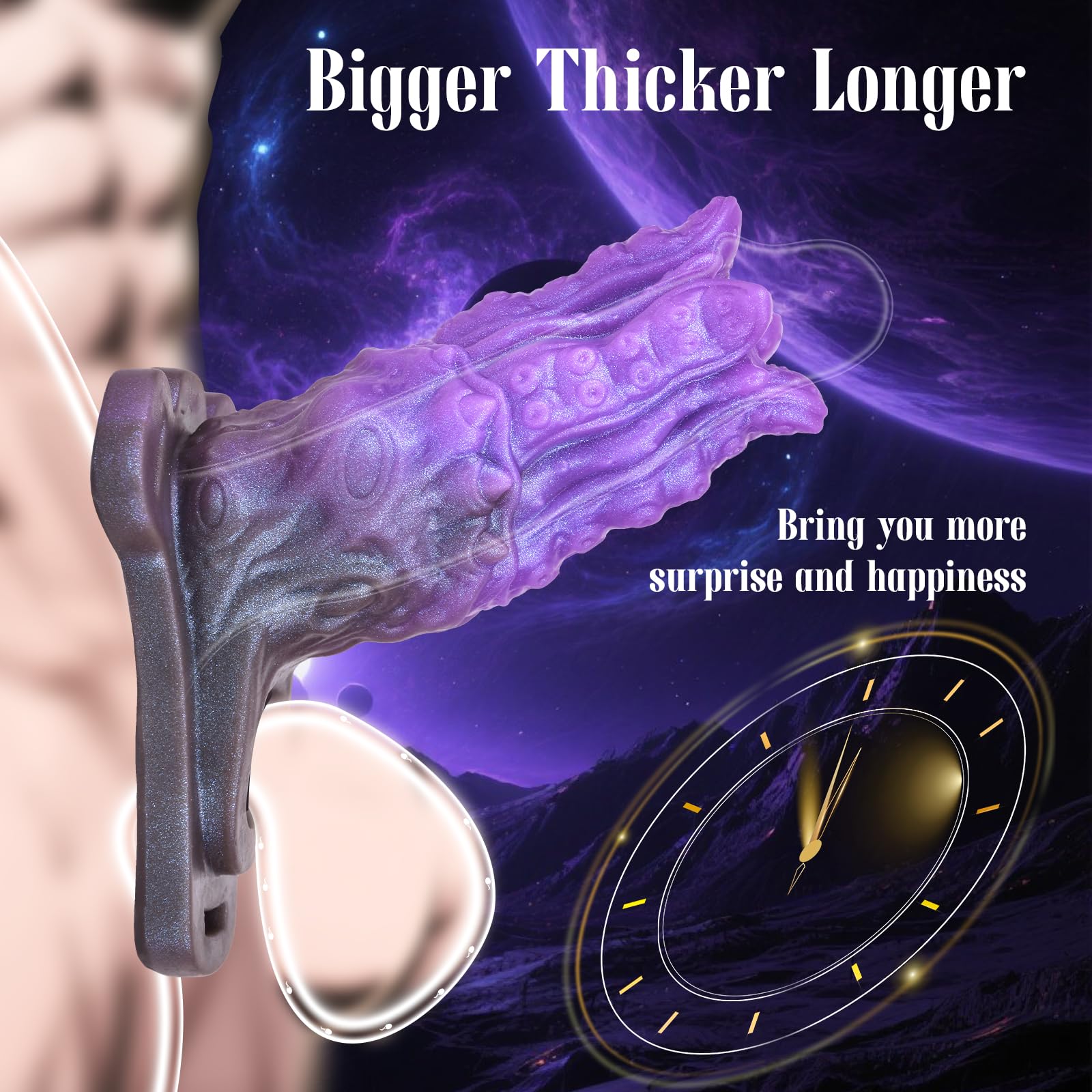 Monster Penis Sleeve Penis Extender, Fantasy Cock Sleeve with Cock Ring, Dick Extender Delay Ejaculation Male Erection Ring, Strap on Dildo Adult Sex Toy for Male Couples