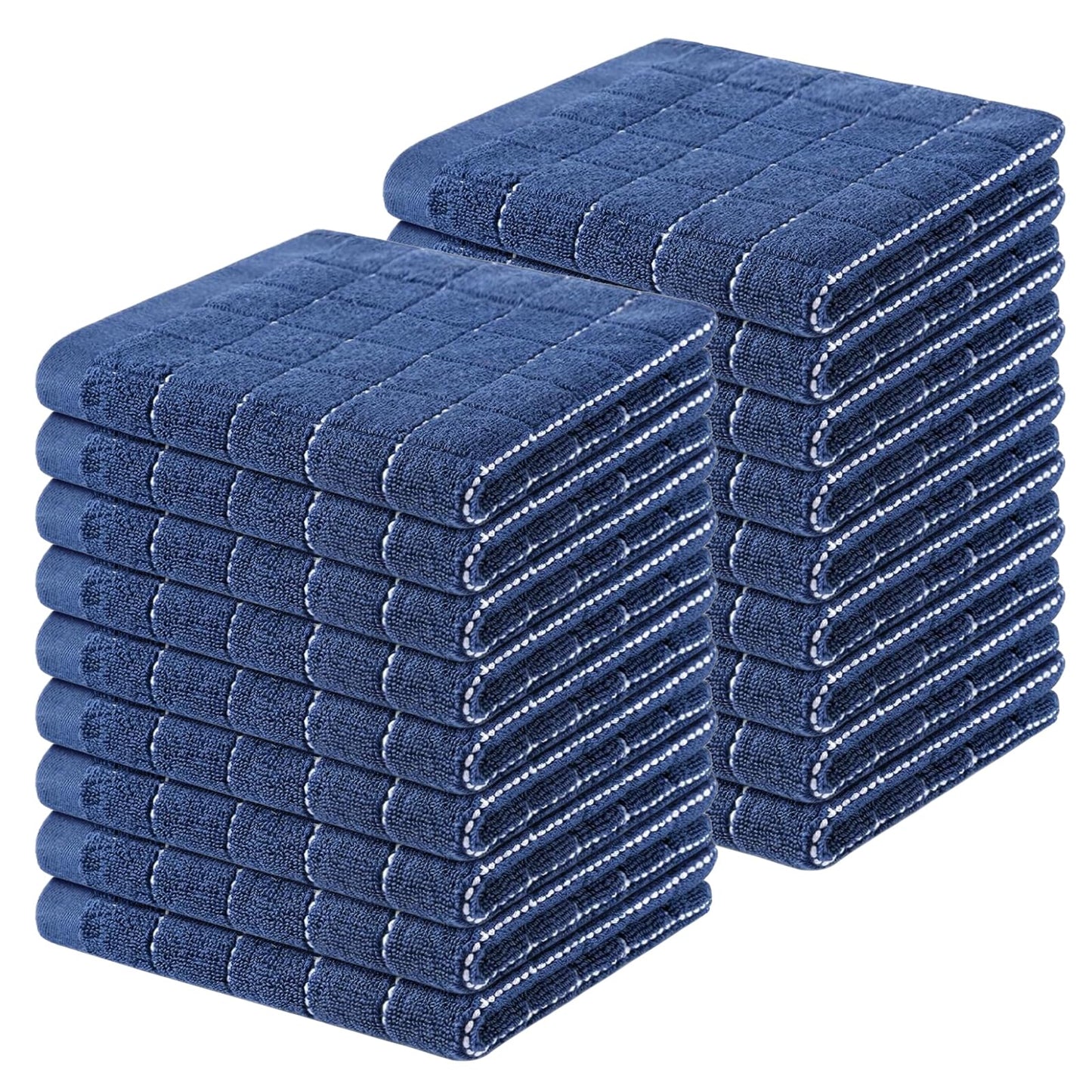 Homaxy 100% Cotton Terrycloth Check Design Dish Cloths & Dish Towels, Soft and Absorbent, Perfect for Kitchen Drying and Washing
