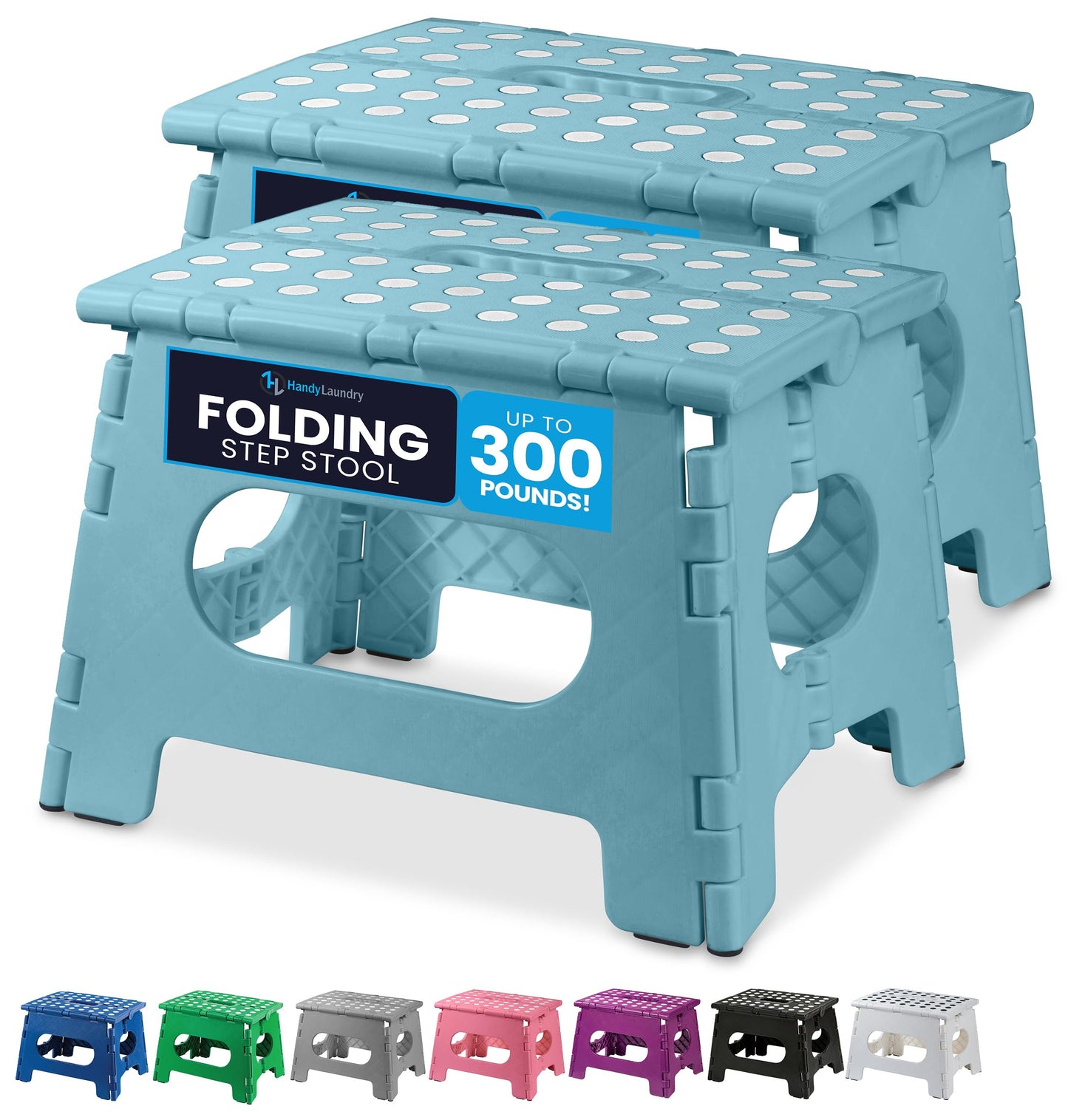 Handy Laundry Folding Lightweight Step Stool - Sturdy Enough to Support Adults and Safe Enough for Kids - Opens Easy with One Flip - Great for Kitchen, Bathroom or Bedroom
