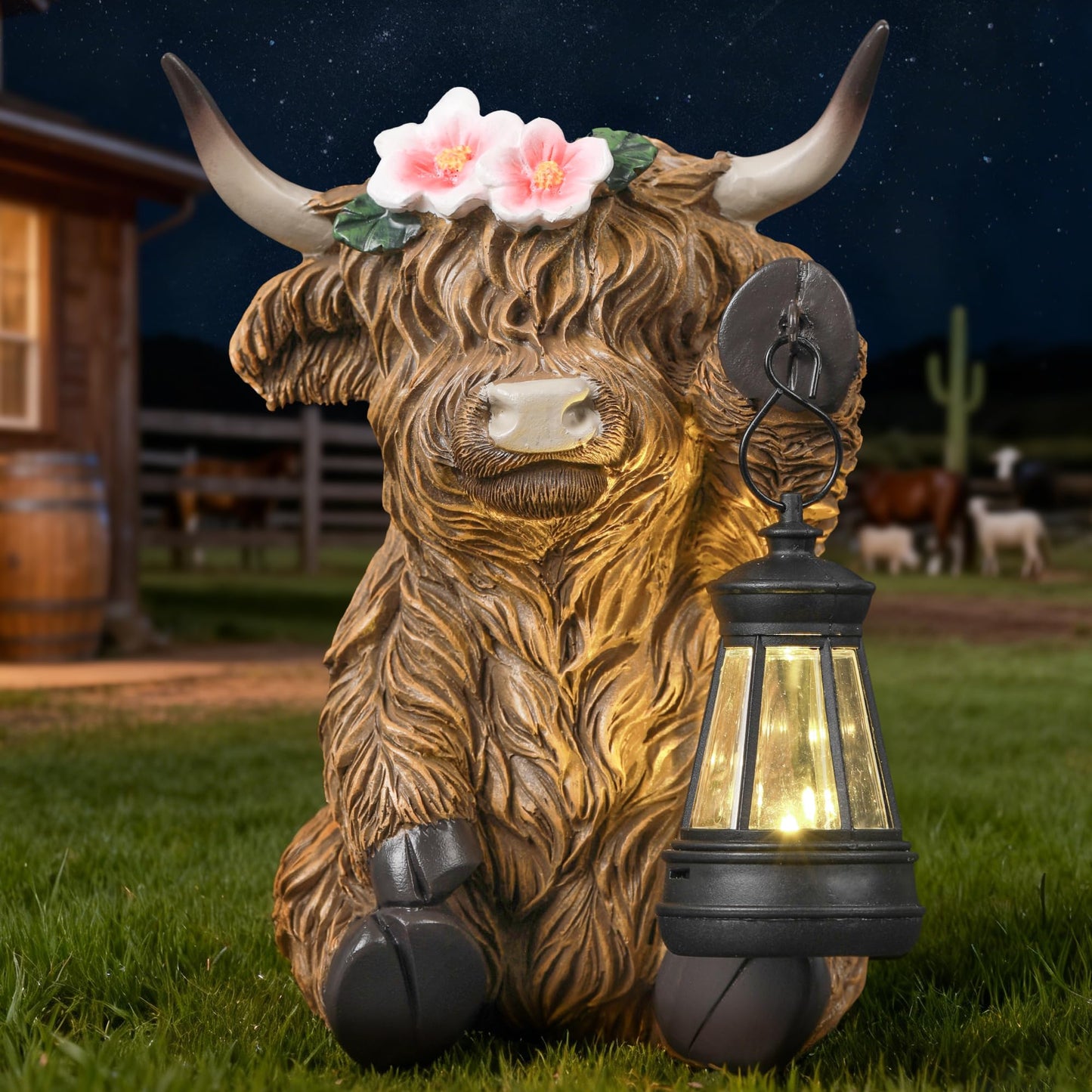 Ayadon Solar Garden Animal Lantern Statue Figurine Lights Decor for Patio Yard