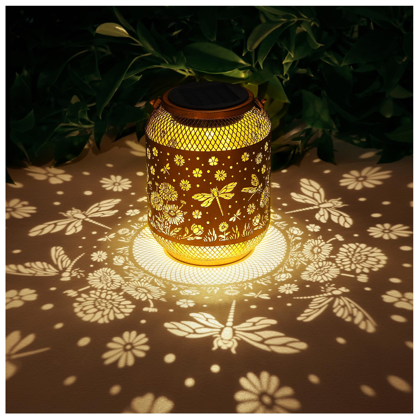 Solar Lanterns Outdoor Waterproof Garden Decor Birthday Gifts for Women Mom Grandma Hanging Solar Lights Metal Solar Decoration Outside for Yard, Patio, Backyard, Porch