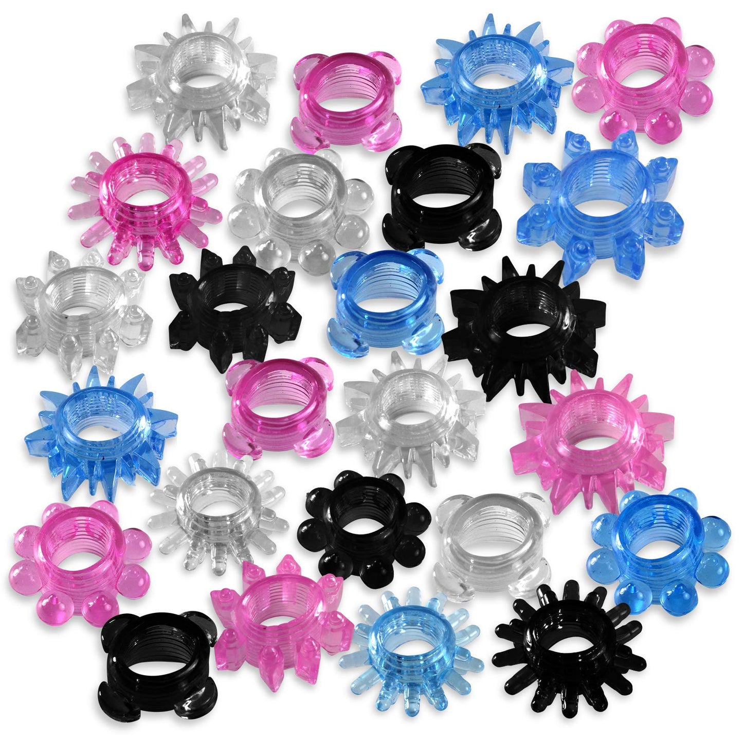 LeLuv Disposable Cock Rings Random Colors and Textures Soft Stretchy Variety Pack Penis Ring