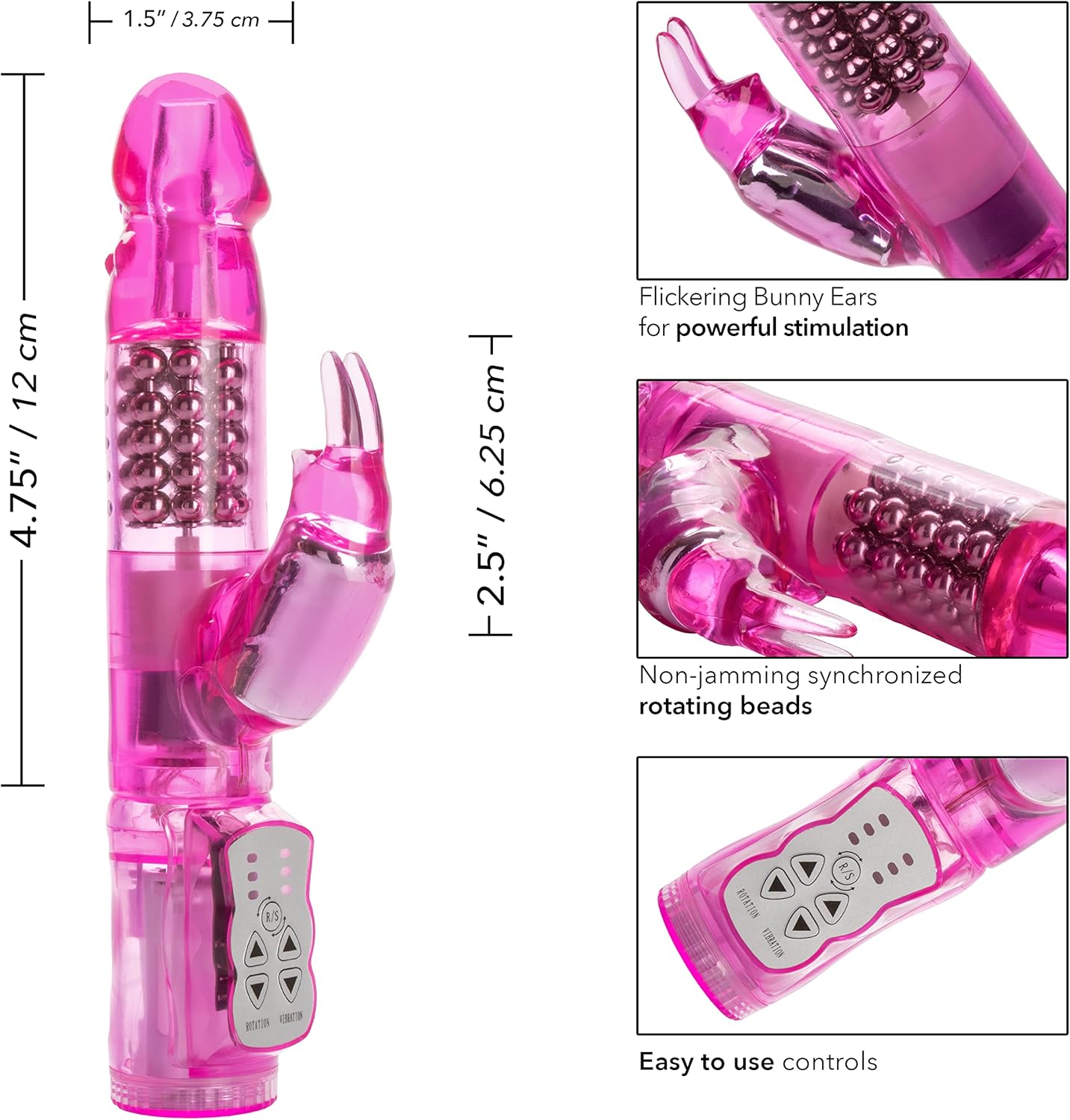 CalExotics Waterproof Jack Rabbit Vibrator Rotating Shaft Pink