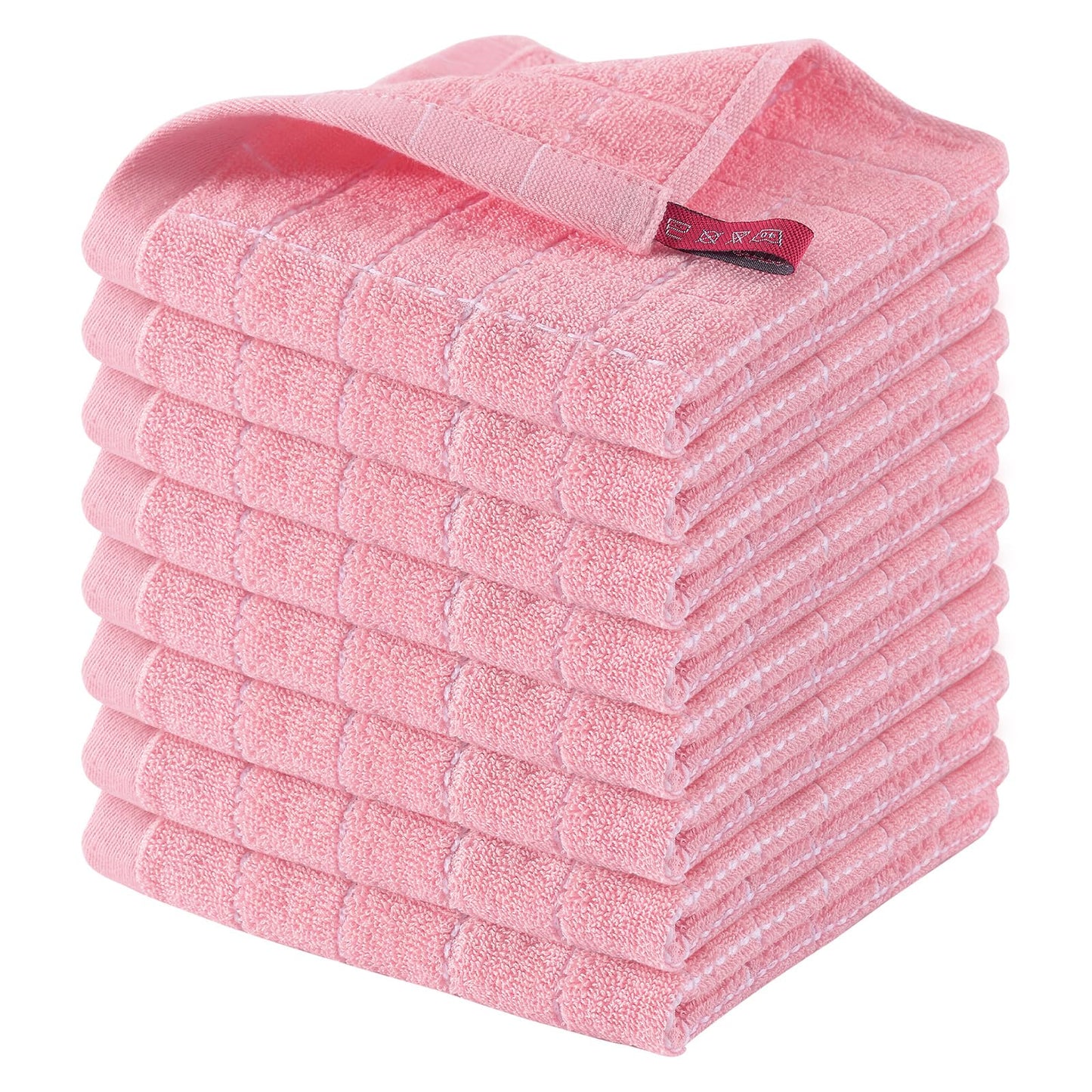 Homaxy 100% Cotton Terrycloth Check Design Dish Cloths & Dish Towels, Soft and Absorbent, Perfect for Kitchen Drying and Washing
