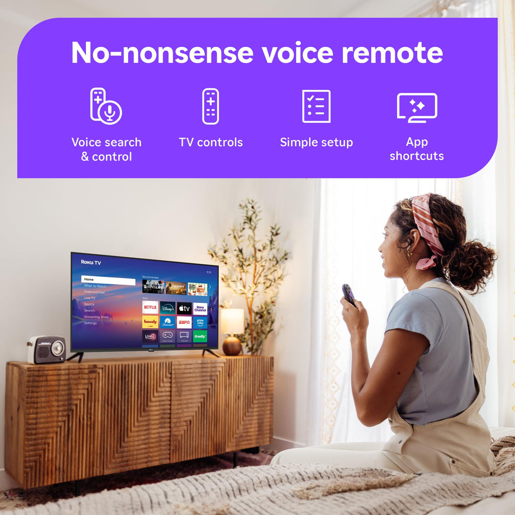 Roku Smart TV 2025 – RokuTV with Enhanced Voice Remote – Flat Screen LED Television with Wi-Fi for Streaming Live Local News, Sports, Family Entertainment