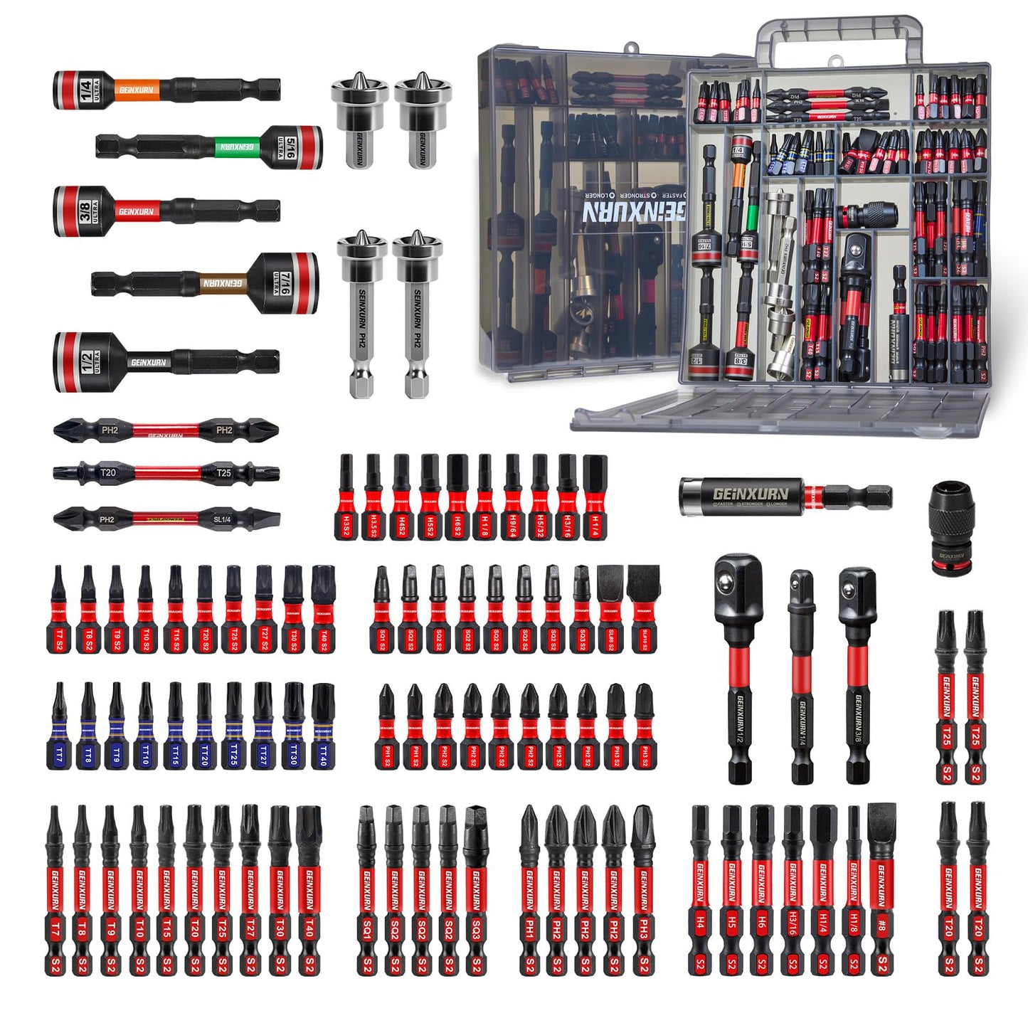 Impact driver bit set, plastic box
