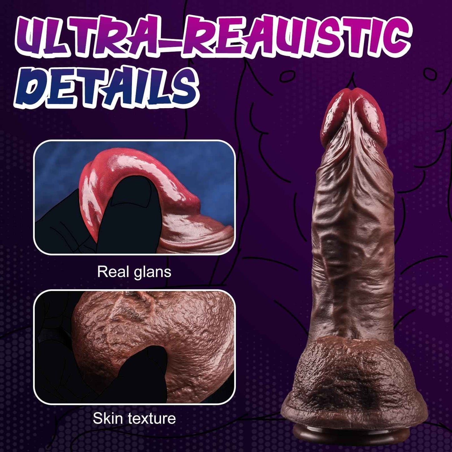 Realistic Silicone Dildo Hands-Free Play for Beginners,Couple,