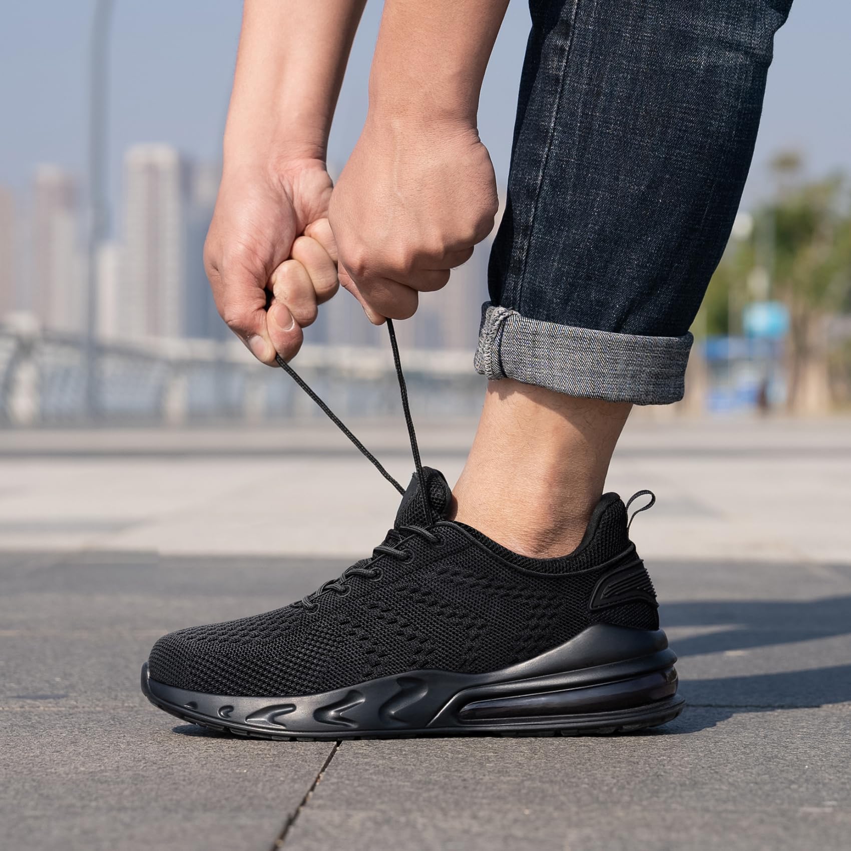 LARNMERN Men Non Slip Work Sneakers Water Resistant Food Service Zapatos Trabajo Antideslizantes Walking Shoes Waterproof Shoes Slip-on