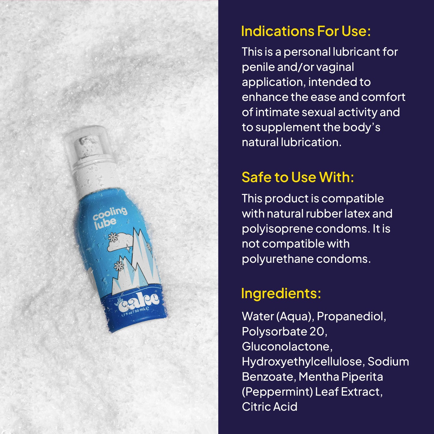 Hello Cake Warming & Cooling Personal Lubricant - Water-Based Sensations Lube for a Tingling & Steamy Experience - Condom Compatible Lubricant for Men, Women, & Couples, 1.7 fl oz