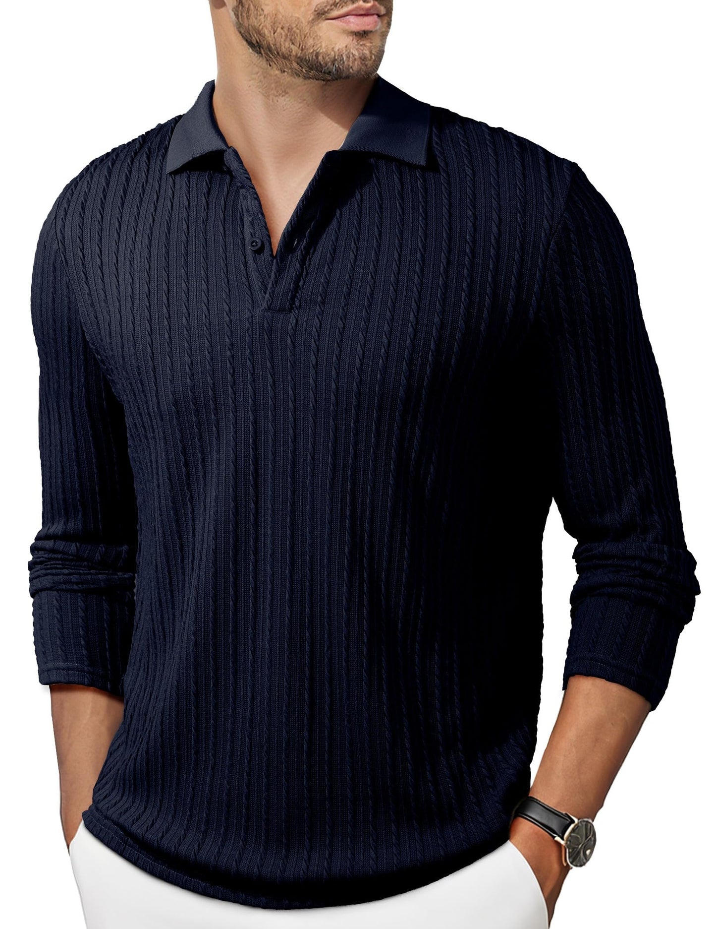 JMIERR Mens Casual Polo Shirt Summer Short Sleeve Vacation Button Beach Knit Stretchy Golf Shirts