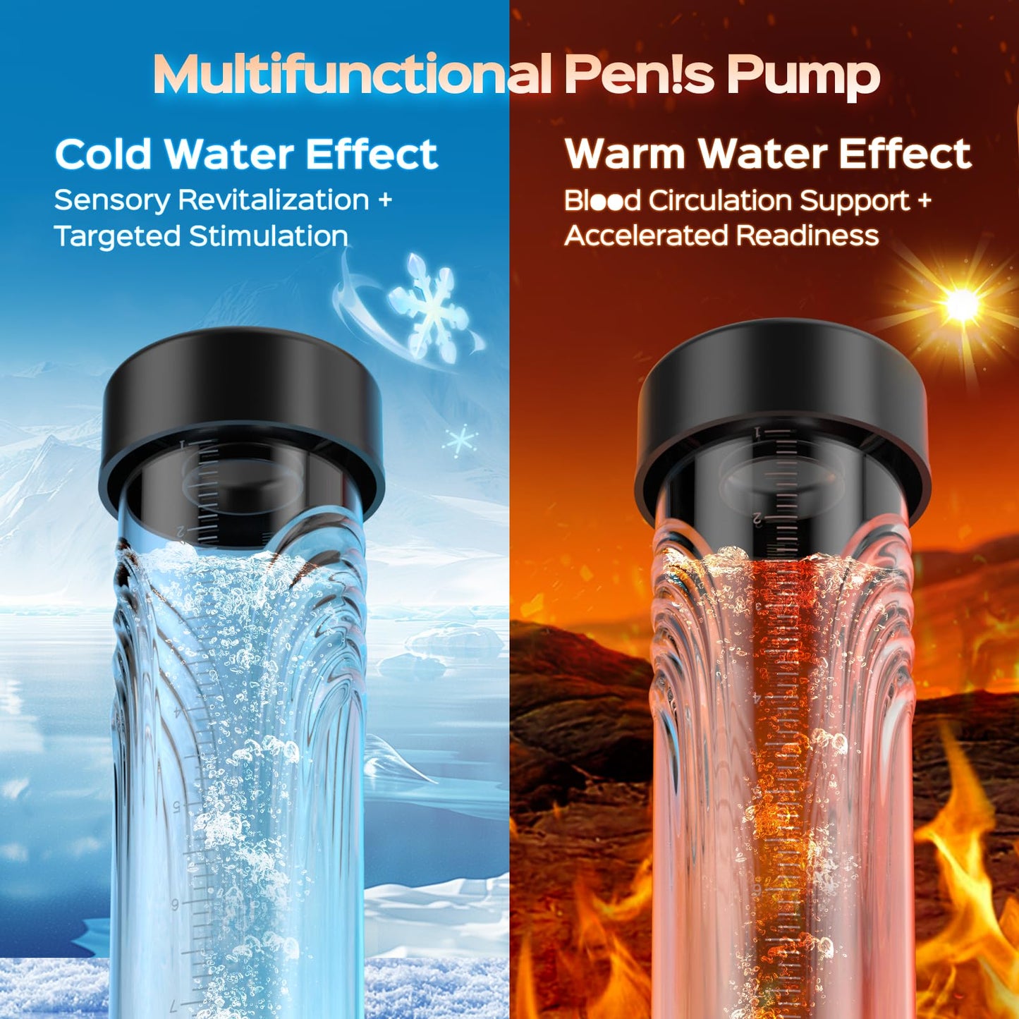 Electric Penis Pump Male Sex Toys, Automatic Penis Enlarger & Extender Pump with 6 Training 3 Suction Modes, Water Vacuum Pump with Cock Rings for Men Erection