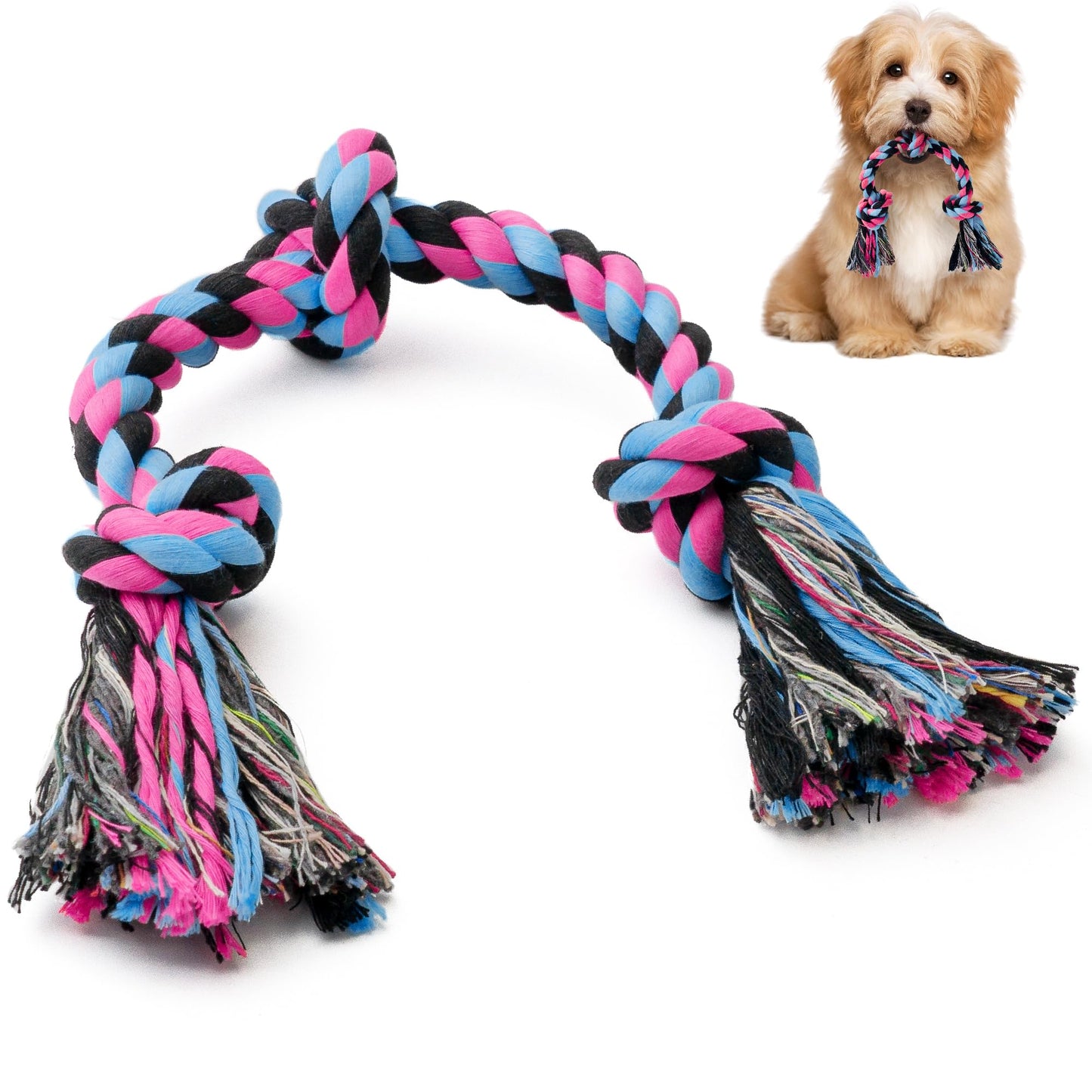 SHARLOVY Large Dog Chew Toys, Tough Dog Toys for Aggressive Chewers Large Breed,Heavy Duty Dental Dog Rope Toys Kit for Medium Dogs,5 Knots Indestructible Dog Toys