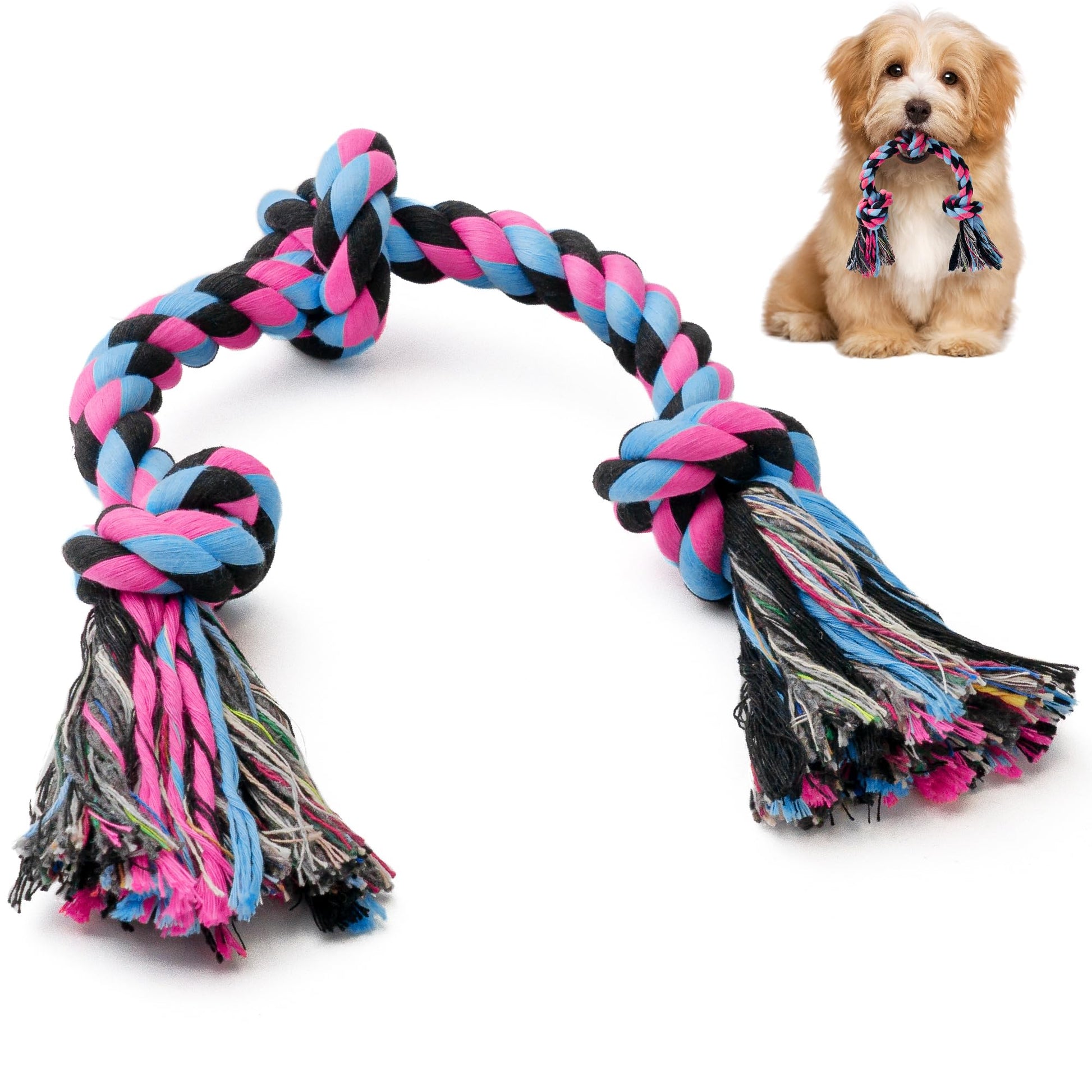 SHARLOVY Large Dog Chew Toys, Tough Dog Toys for Aggressive Chewers Large Breed,Heavy Duty Dental Dog Rope Toys Kit for Medium Dogs,5 Knots Indestructible Dog Toys