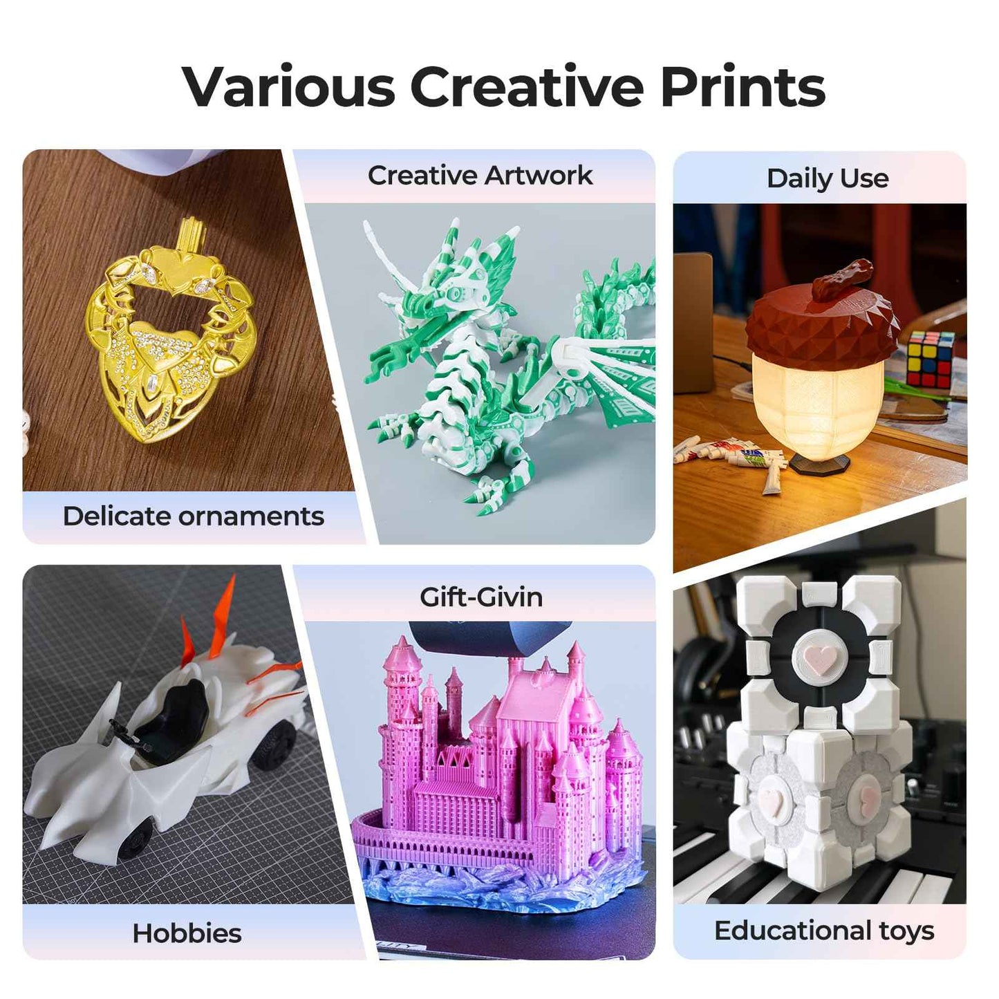 Creality 3D Printer Filament, PLA Filament Bundle for 3D Printing, Ender PLA Filament No-Tangling, Strong Bonding & Overhang Performance, Accuracy +/- 0.02mm