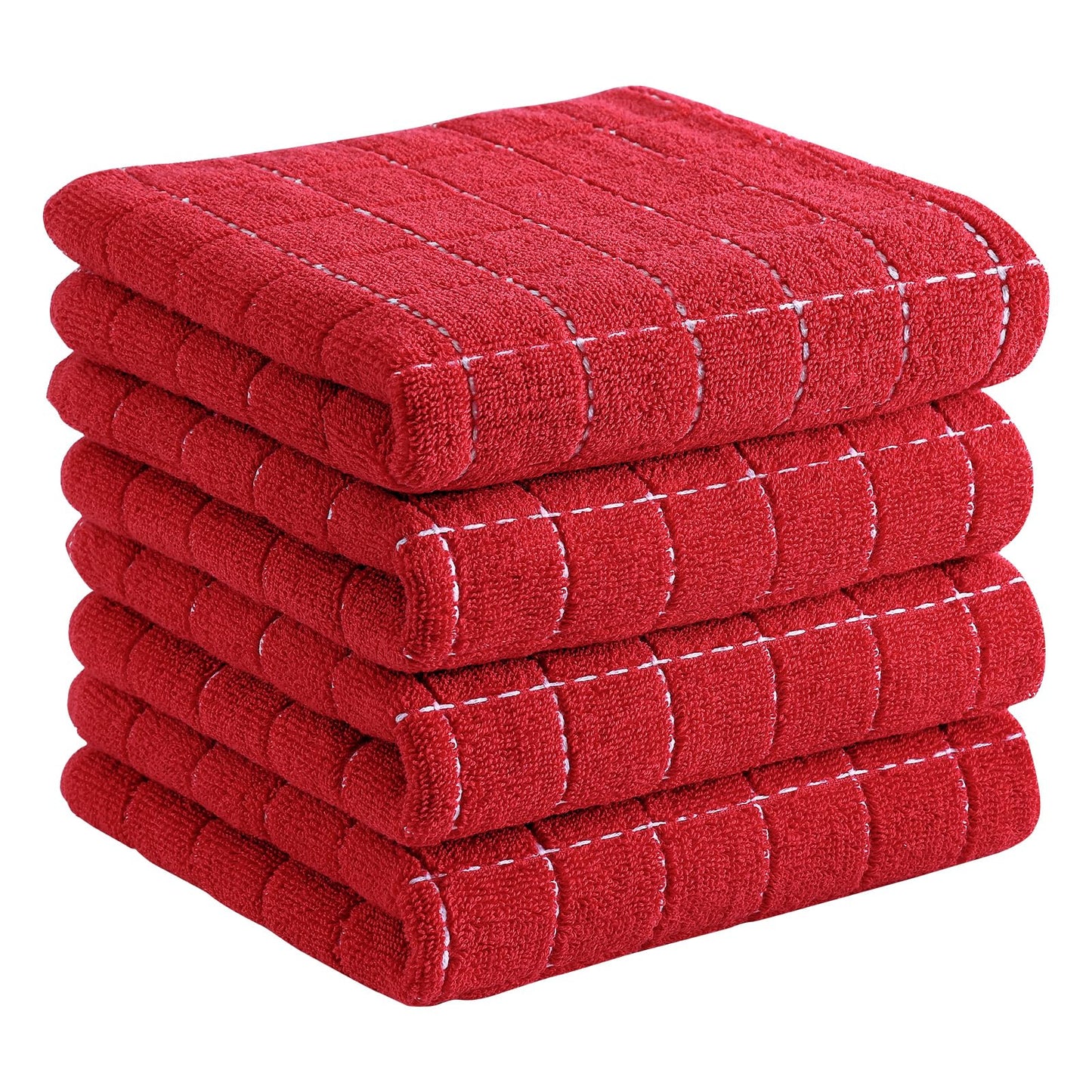 Homaxy 100% Cotton Terrycloth Check Design Dish Cloths & Dish Towels, Soft and Absorbent, Perfect for Kitchen Drying and Washing