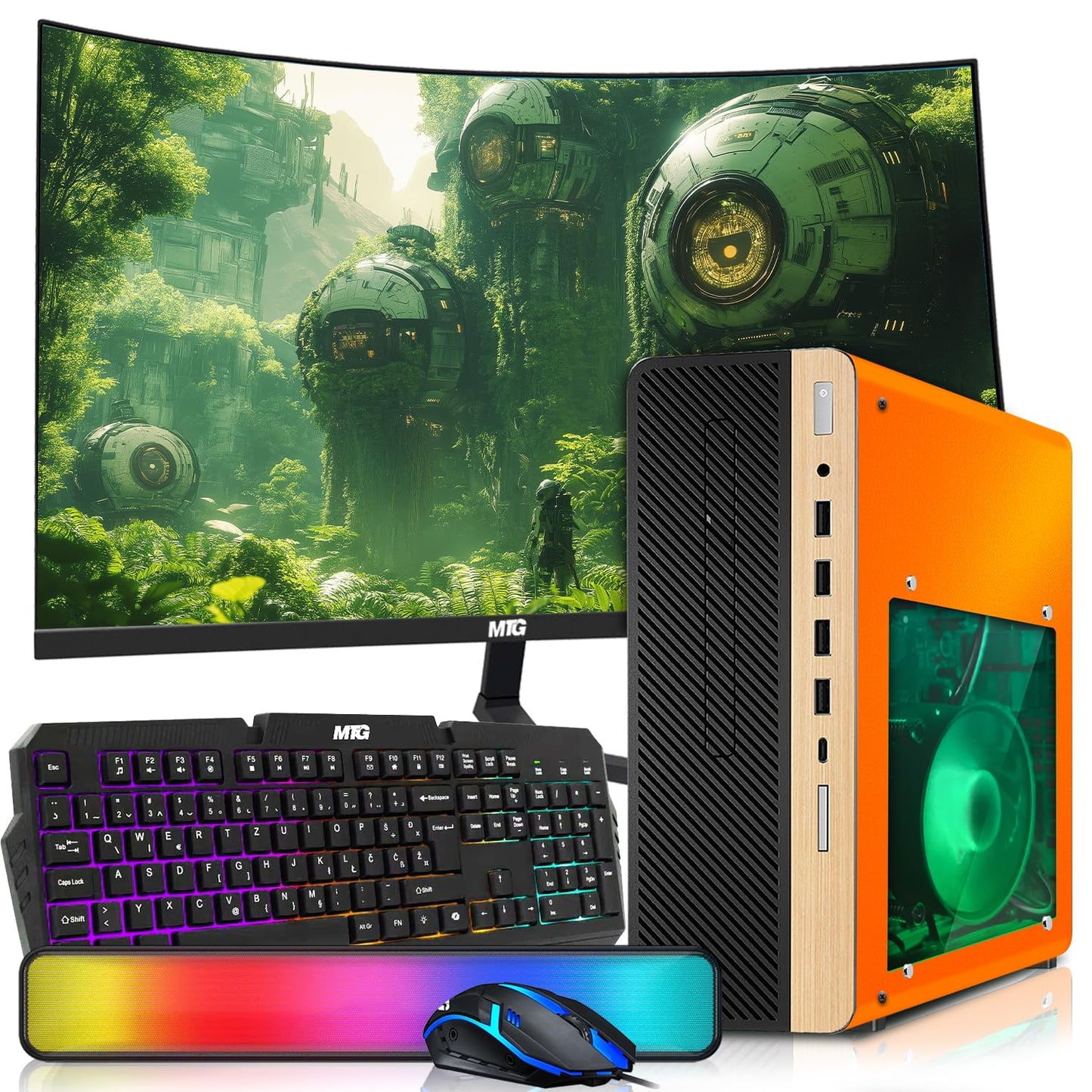 HP Half & Light Dark Desktop Computer PC Phoenix AMD A10-9700, 16GB RAM, 512GB SSD, 1TB SSD, RGB KBM with AI Copilot, WiFi, RGB Sounbar, Windows 11 (Renewed)