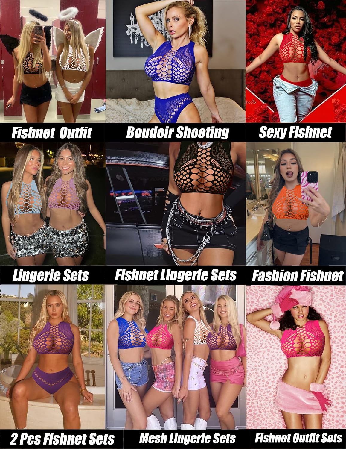 Avidlove Womens Fishnet Lingerie for Women Sexy Two Piece Lingerie Set Stripper Outfit