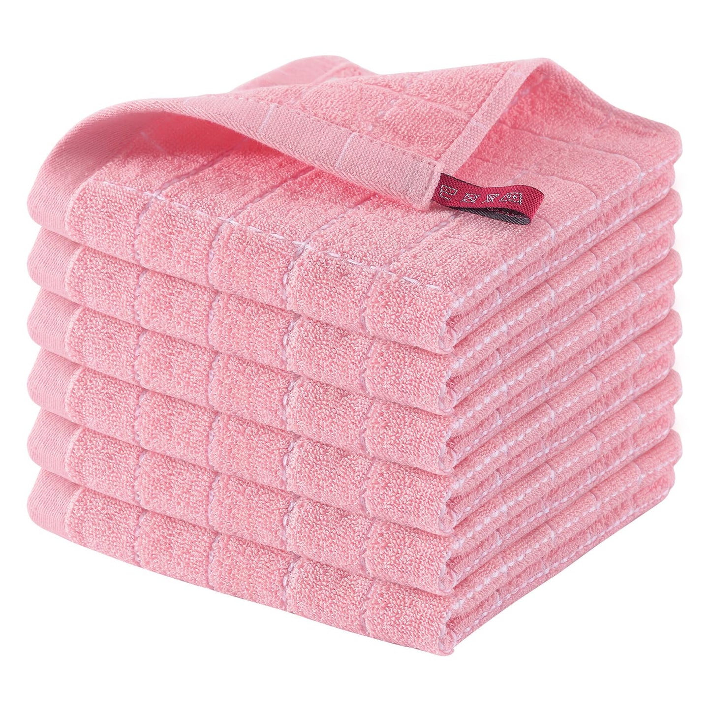 Homaxy 100% Cotton Terrycloth Check Design Dish Cloths & Dish Towels, Soft and Absorbent, Perfect for Kitchen Drying and Washing