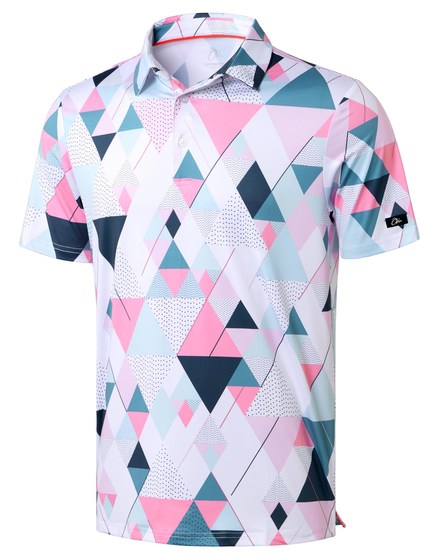 Obla Mens Golf Polo Shirts Short Sleeve Dry Fit Performance Moisture Wicking Casual Print Collared Golf Shirts for Men