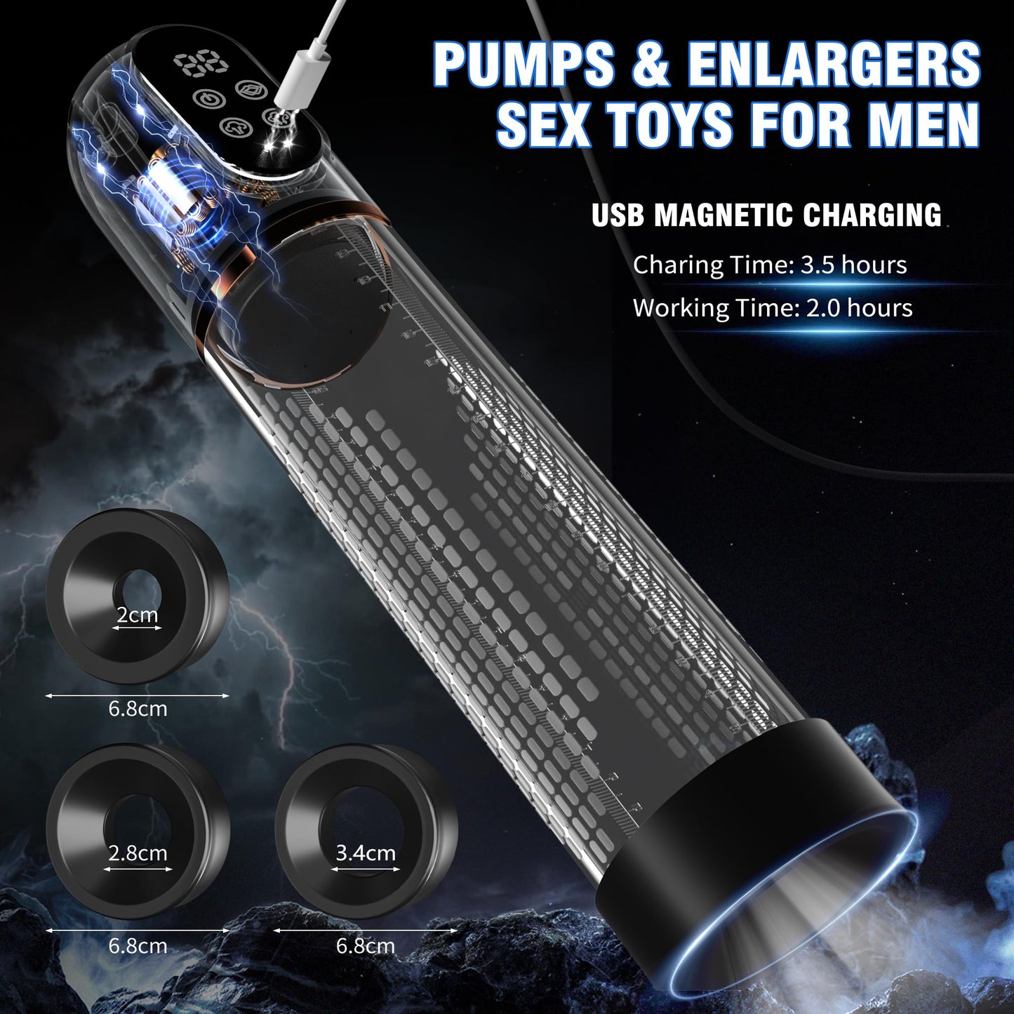 HIVEFUN Penis Pump Sex Toys - Pumps & Enlargers, Dick Pump Male Penis Vacuum Pump Electric Enlargement with 4 Suction 3 Training Modes, Cock Pump Entender Pussy Pump Adult Toys with Pocket Pussy