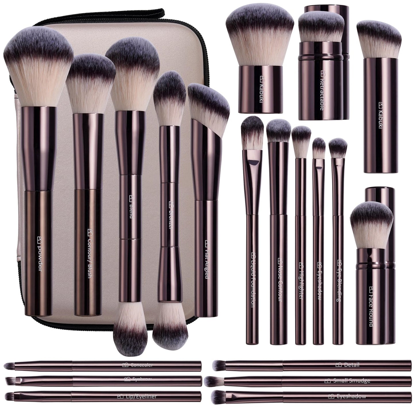 BS-MALL Makeup Brushes Kit – Professional Makeup Tools with Travel Case, Includes Foundation, Powder, Concealer, Lip & Eyeshadow Brushes for Daily Use & Versatile Occasions