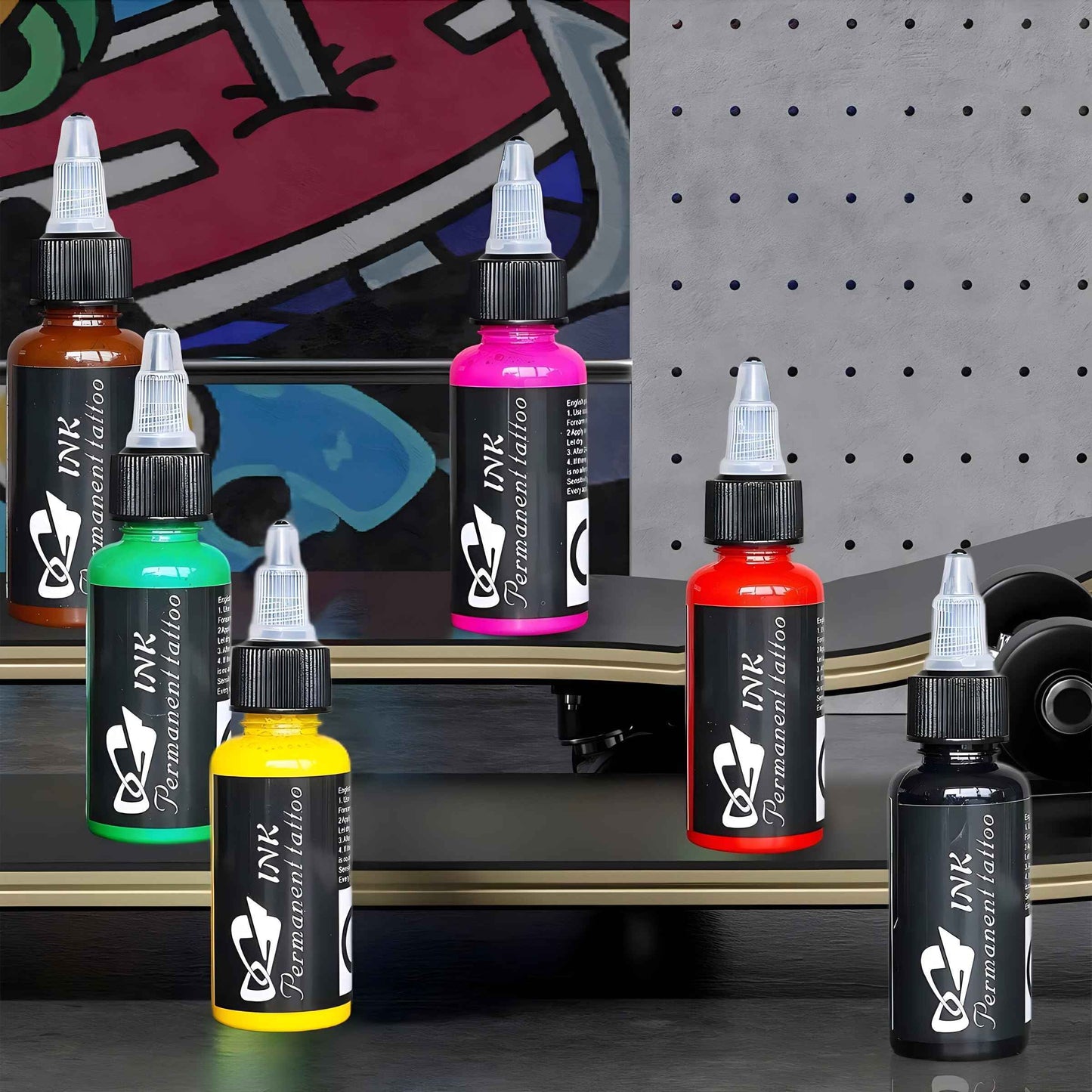 Tattoo Kit 14Pcs Tattoo Ink 14 Colors Set 1 oz 30ml/Bottle Tattoo Inks Pigment Kit for 3D Makeup Beauty Skin Body Art