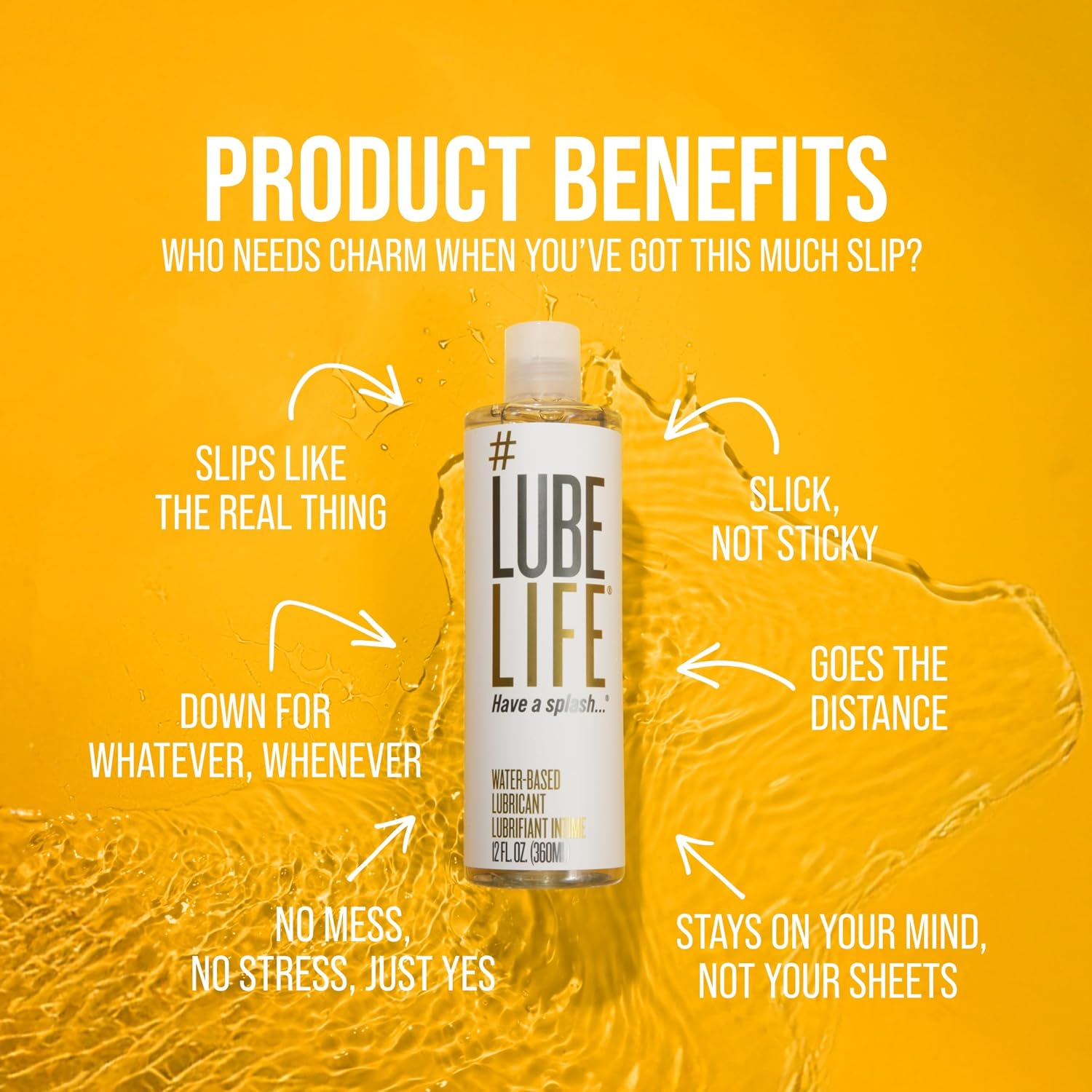 LubeLife Water-Based Personal Lubricant for Men, Women, and Couples