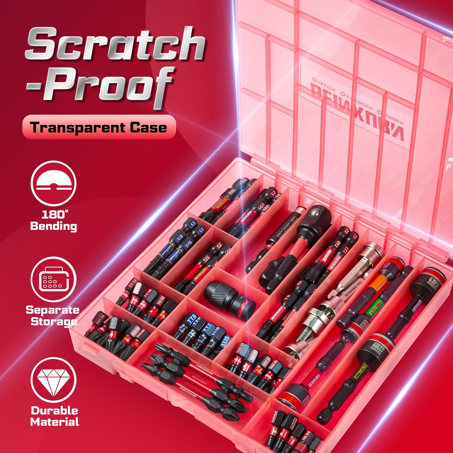 Impact driver bit set, plastic box